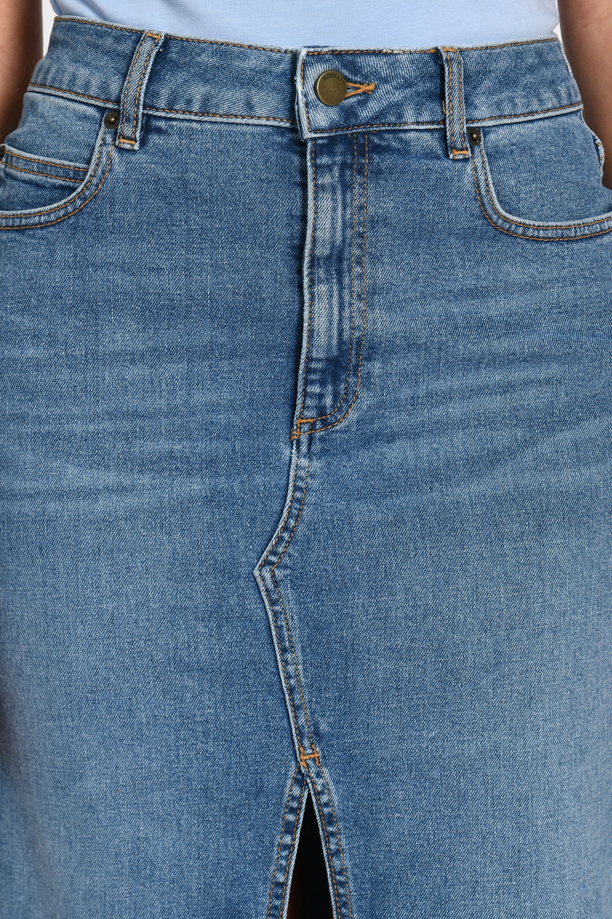 JUPE LONGUE JEAN JESSIE STONE BLUE JUPE SPORTWEAR KOOKAI Mode Kookai