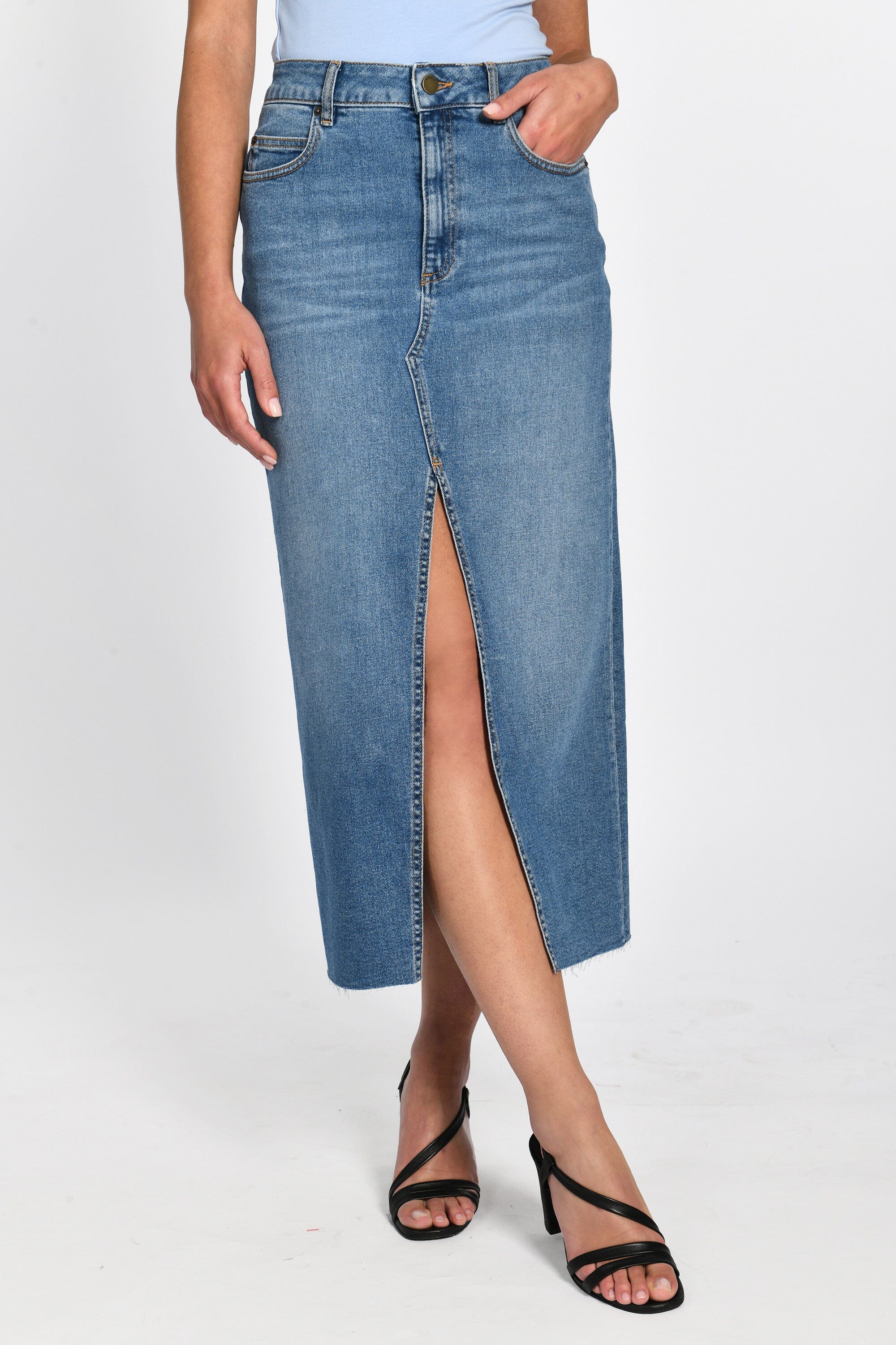 JUPE LONGUE JEAN JESSIE STONE BLUE JUPE SPORTWEAR KOOKAI Mode Kookai