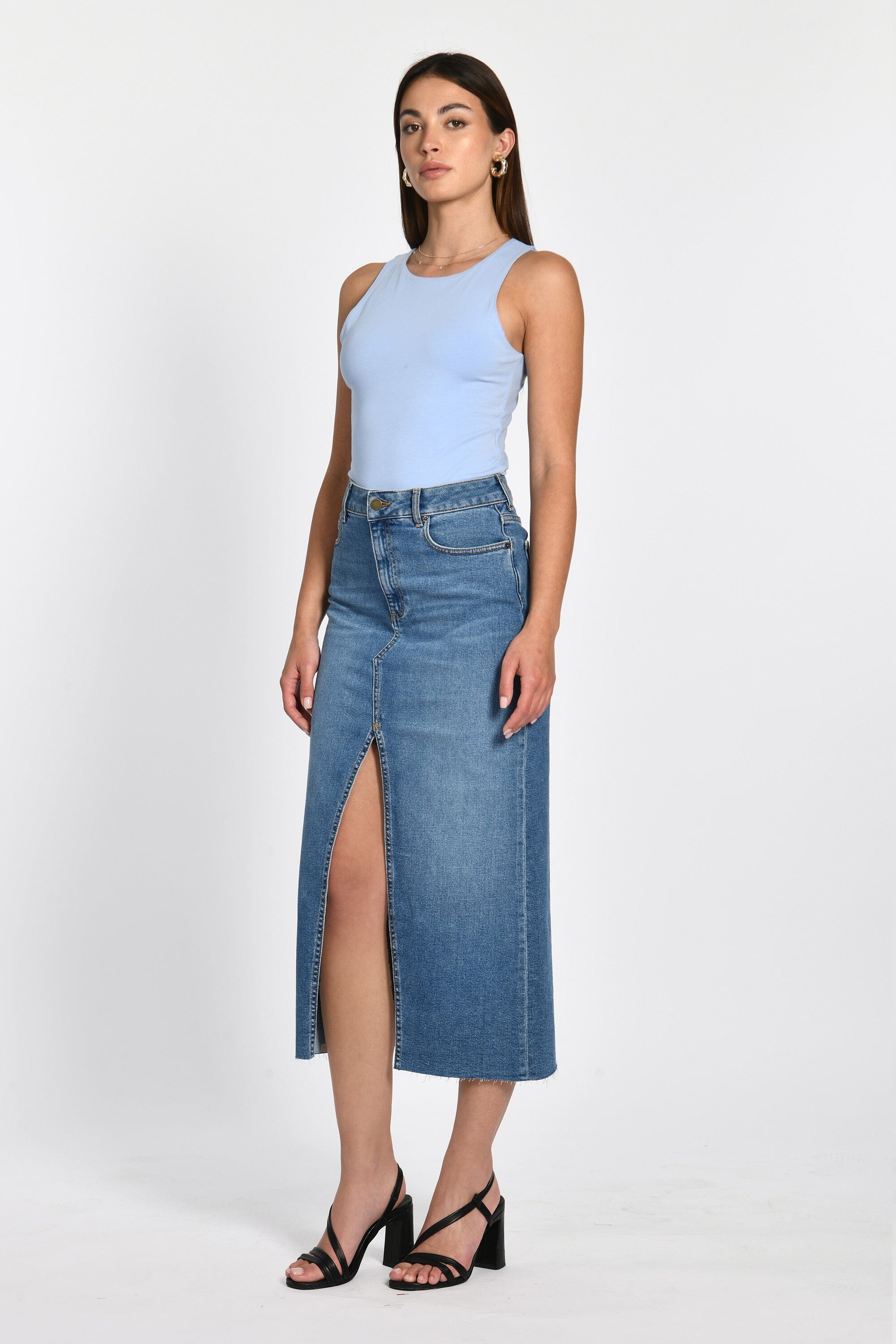 JUPE LONGUE JEAN JESSIE STONE BLUE JUPE SPORTWEAR KOOKAI Mode Kookai