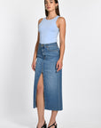JUPE LONGUE JEAN JESSIE STONE BLUE JUPE SPORTWEAR KOOKAI Mode Kookai