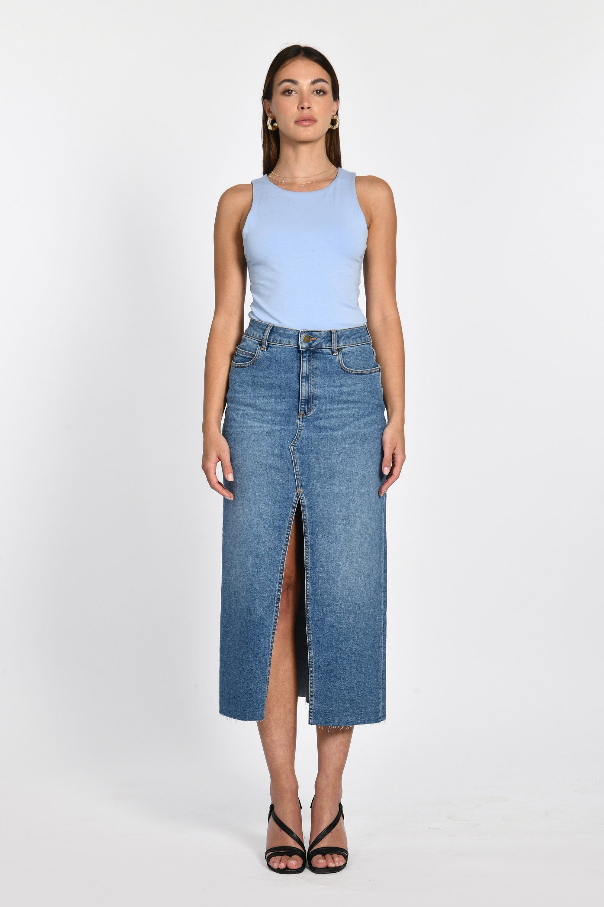 JUPE LONGUE JEAN JESSIE STONE BLUE JUPE SPORTWEAR KOOKAI Mode Kookai