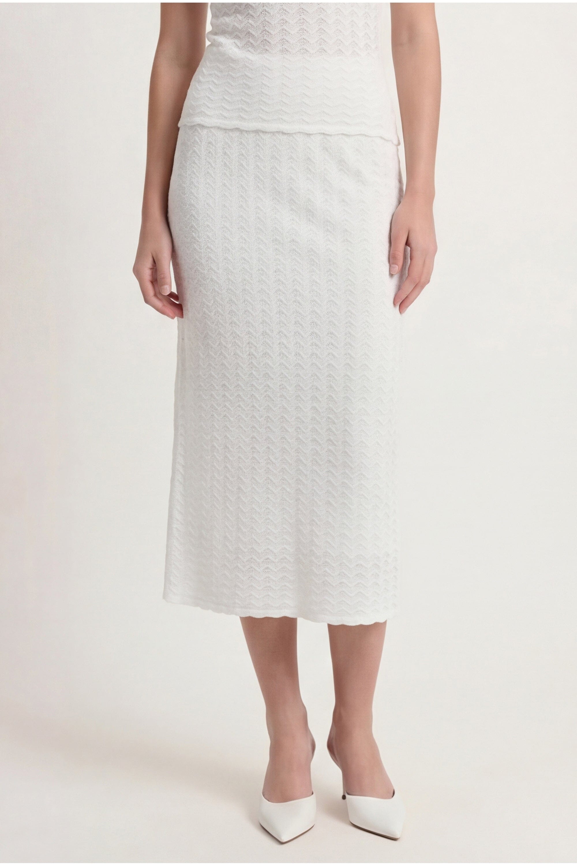 JUPE MAILLE DENTELLE - CHLOTILDA - ECRU JUPE NEW KOOKAI Mode Kookai