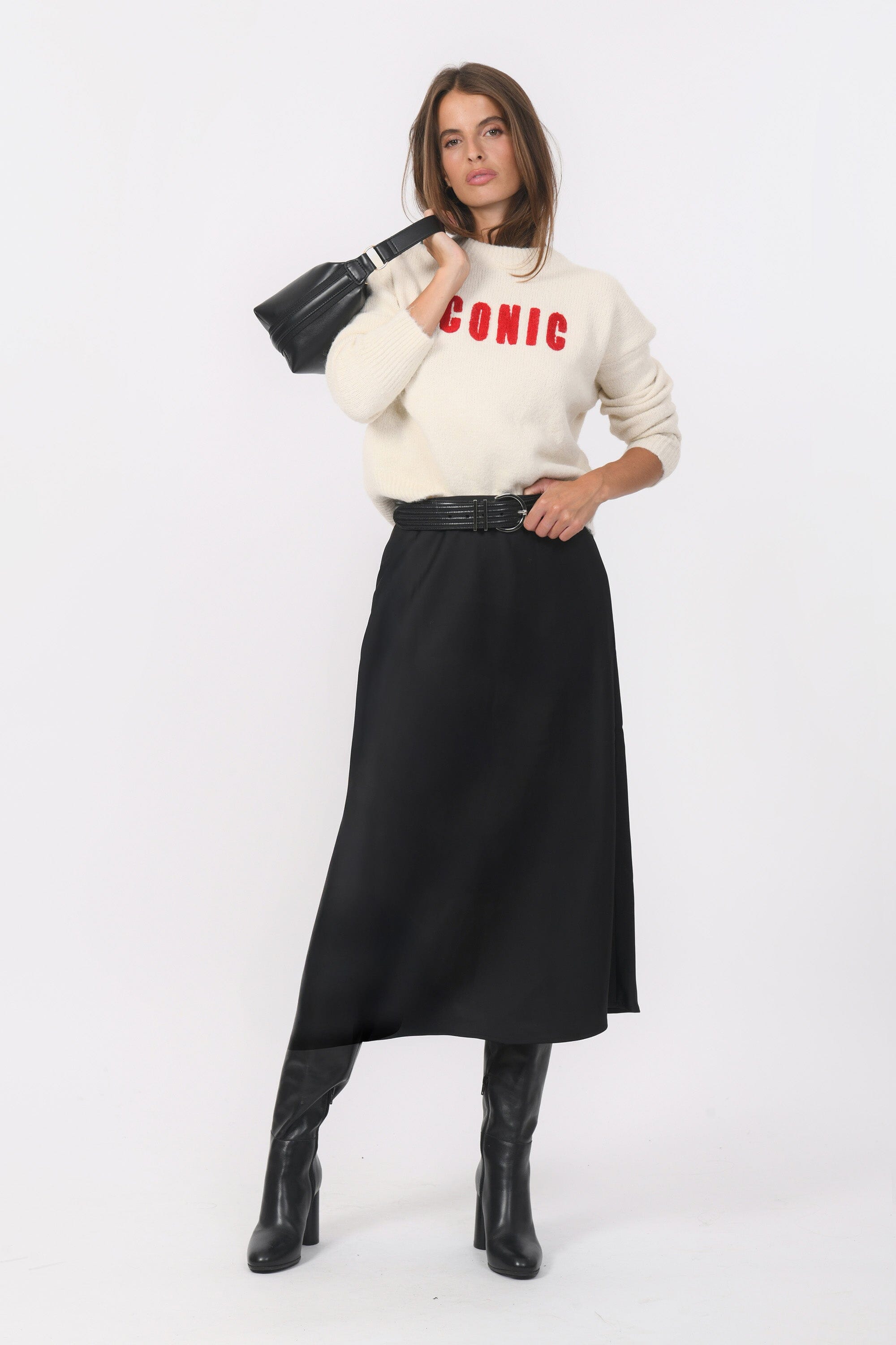 JUPE MIDI - BERGAMOTE - NOIR JUPE NEW KOOKAI Mode Kookai