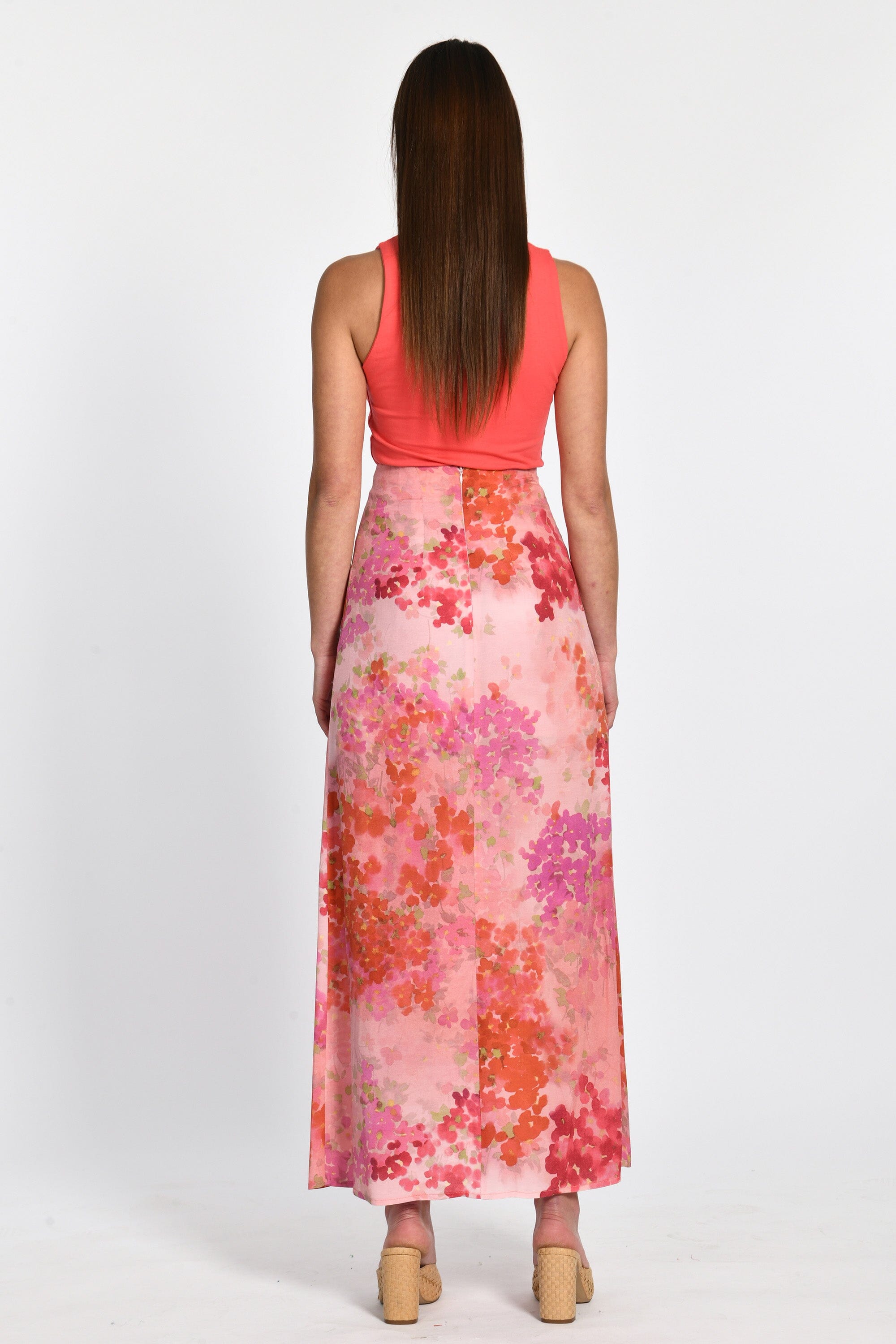 JUPE MIDI PAOLA FLEURS MULTICO ROUGE JUPE KOOKAI Mode Kookai