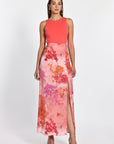 JUPE MIDI PAOLA FLEURS MULTICO ROUGE JUPE KOOKAI Mode Kookai