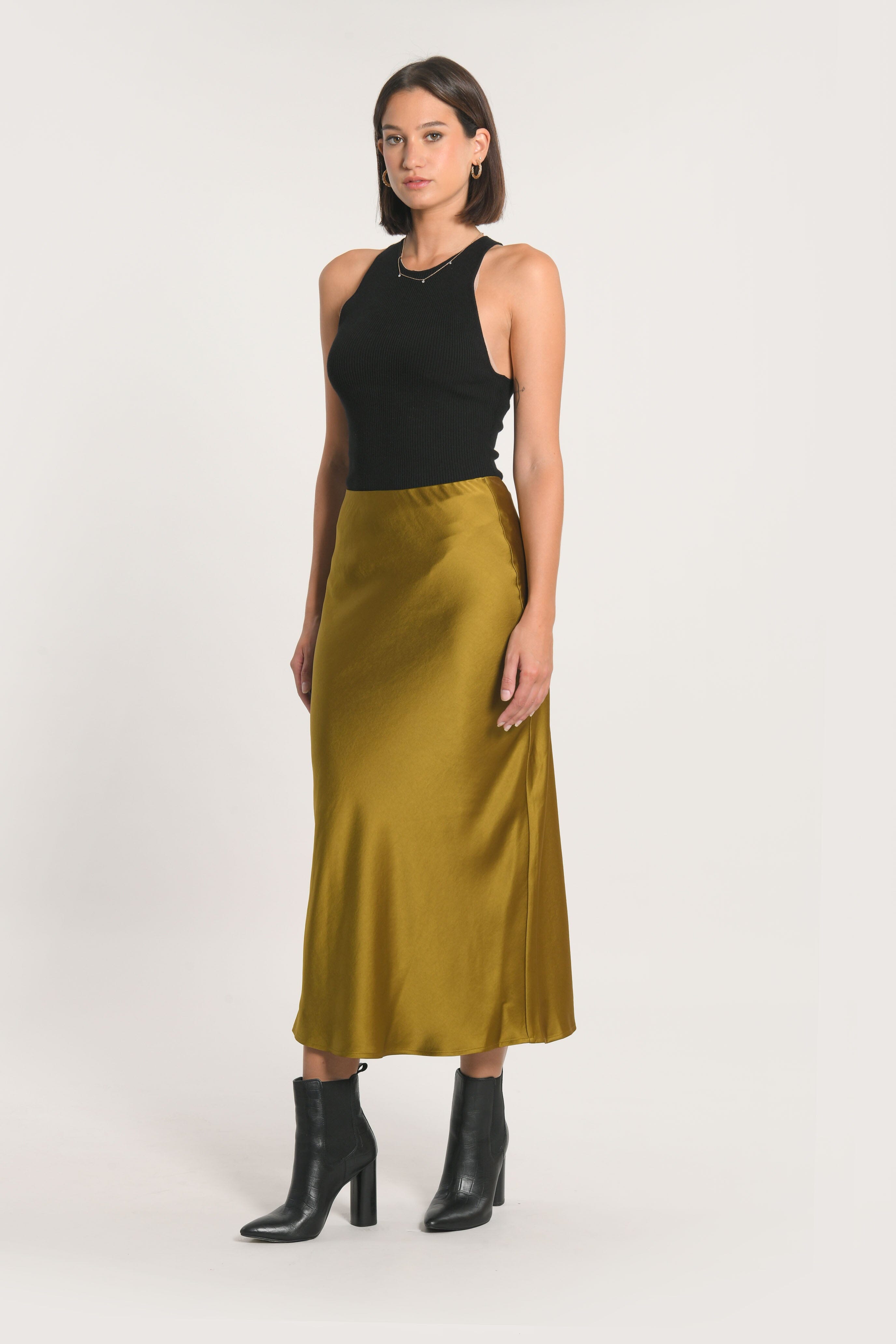 JUPE MIDI PATTY SATIN BRONZE JUPE KOOKAI Mode Kookai