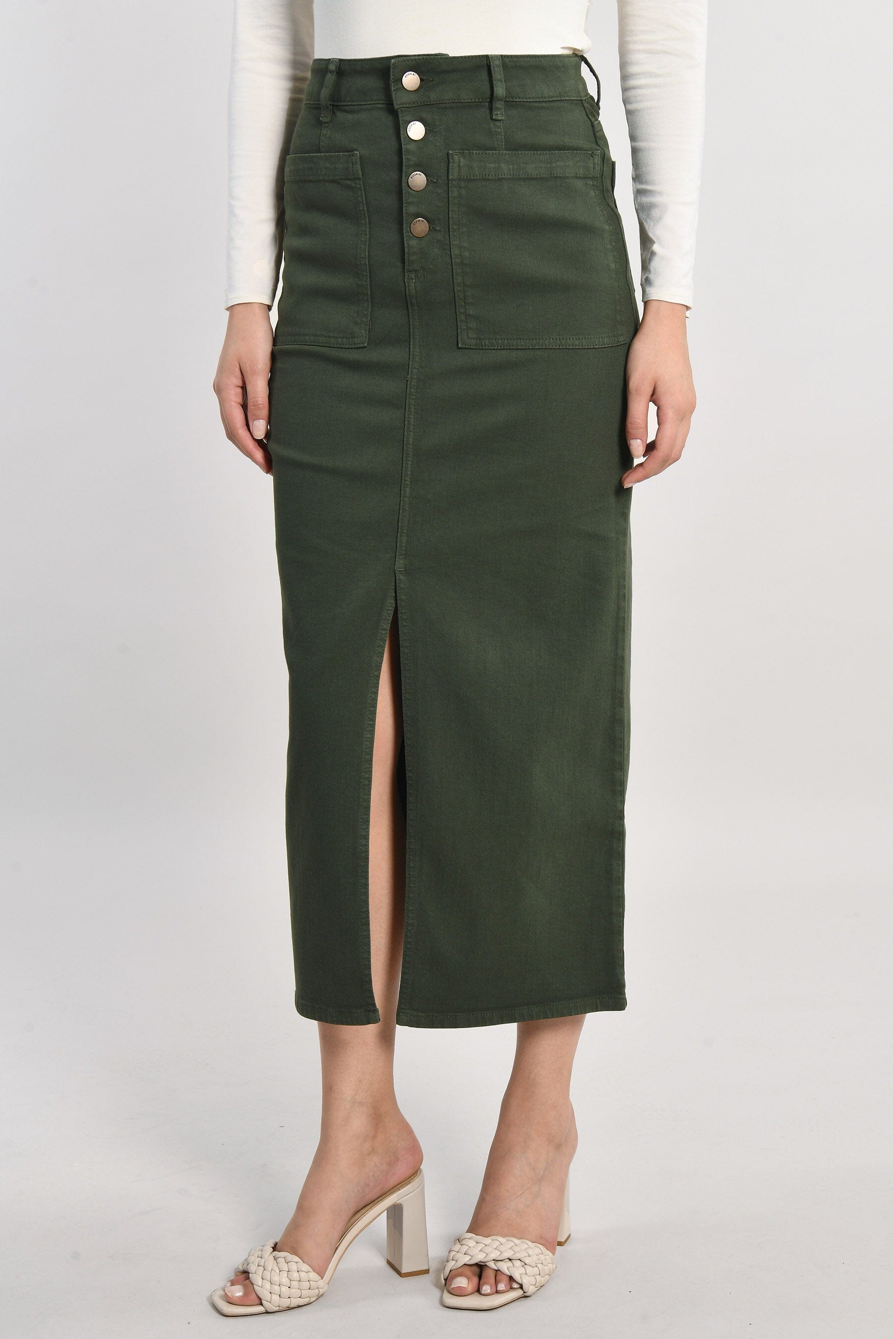 JUPE MIDI SPORTSWEAR THADEE KAKI JUPE SPORTWEAR KOOKAI Mode Kookai