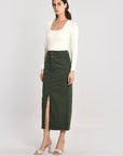 JUPE MIDI SPORTSWEAR THADEE KAKI JUPE SPORTWEAR KOOKAI Mode Kookai