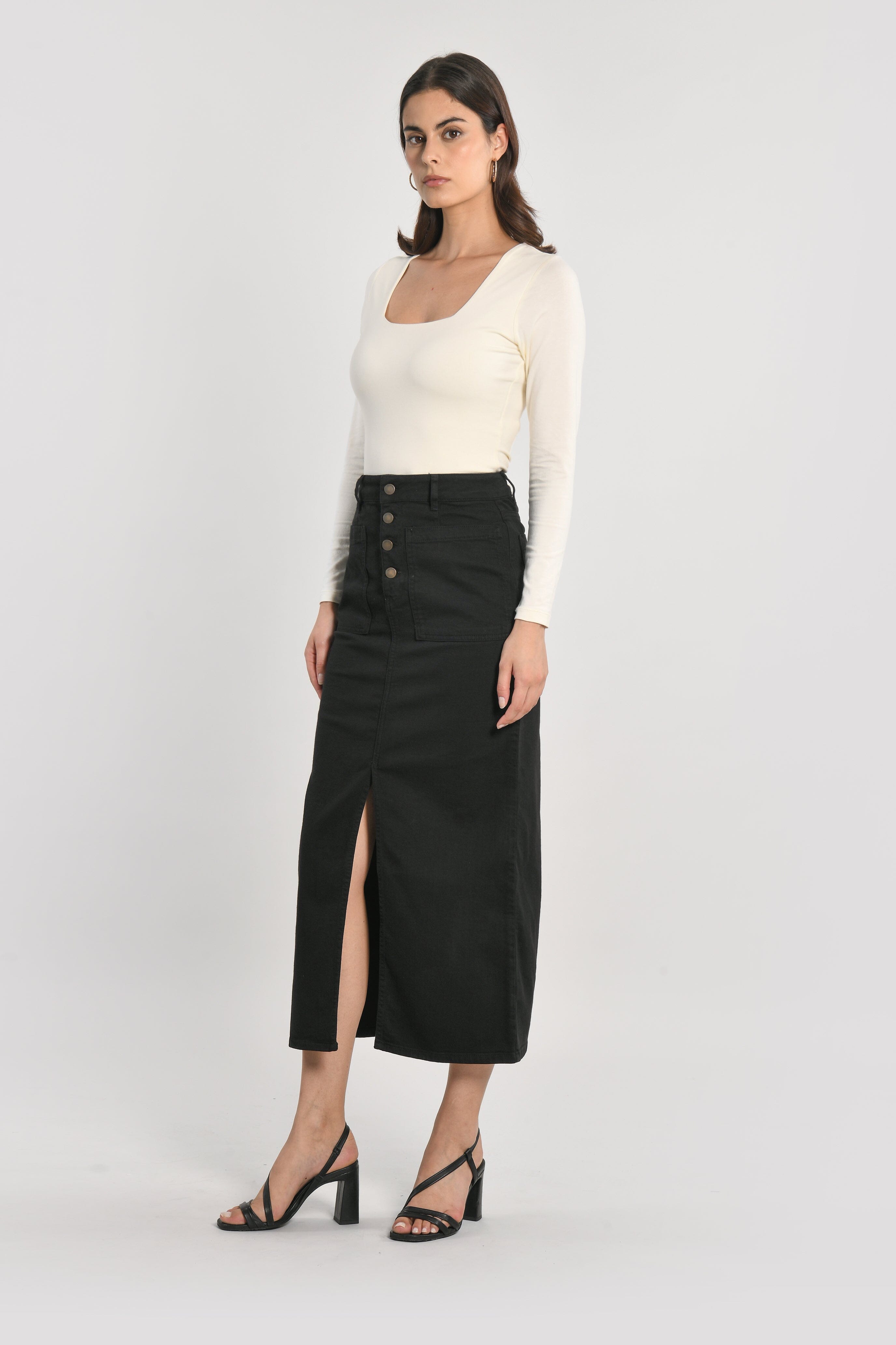 JUPE MIDI SPORTSWEAR THADEE NOIR JUPE SPORTWEAR KOOKAI Mode Kookai