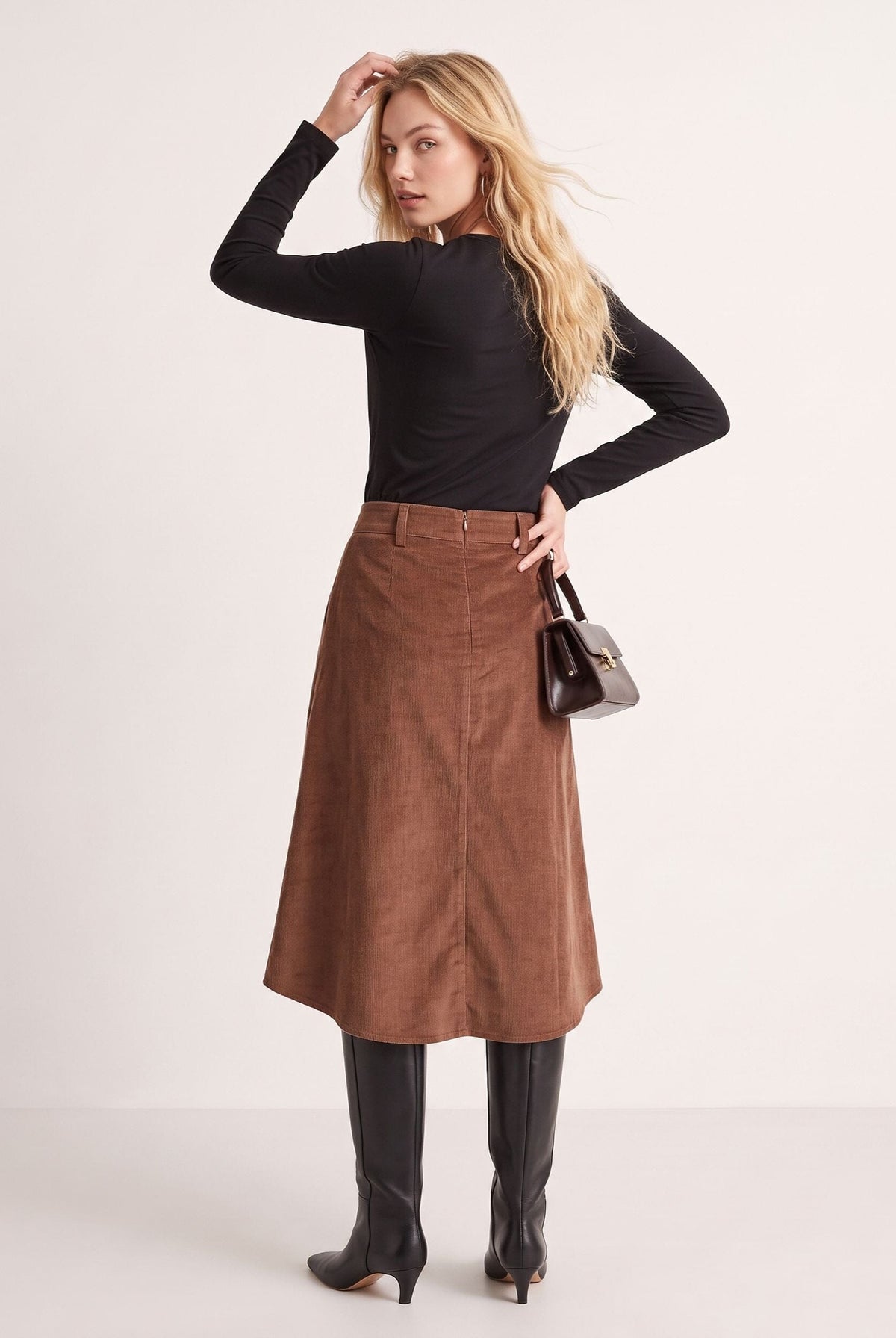 JUPE MIDI VELOURS - DURAN - CHOCOLAT JUPE SPORTWEAR NEW KOOKAI Mode Kookai