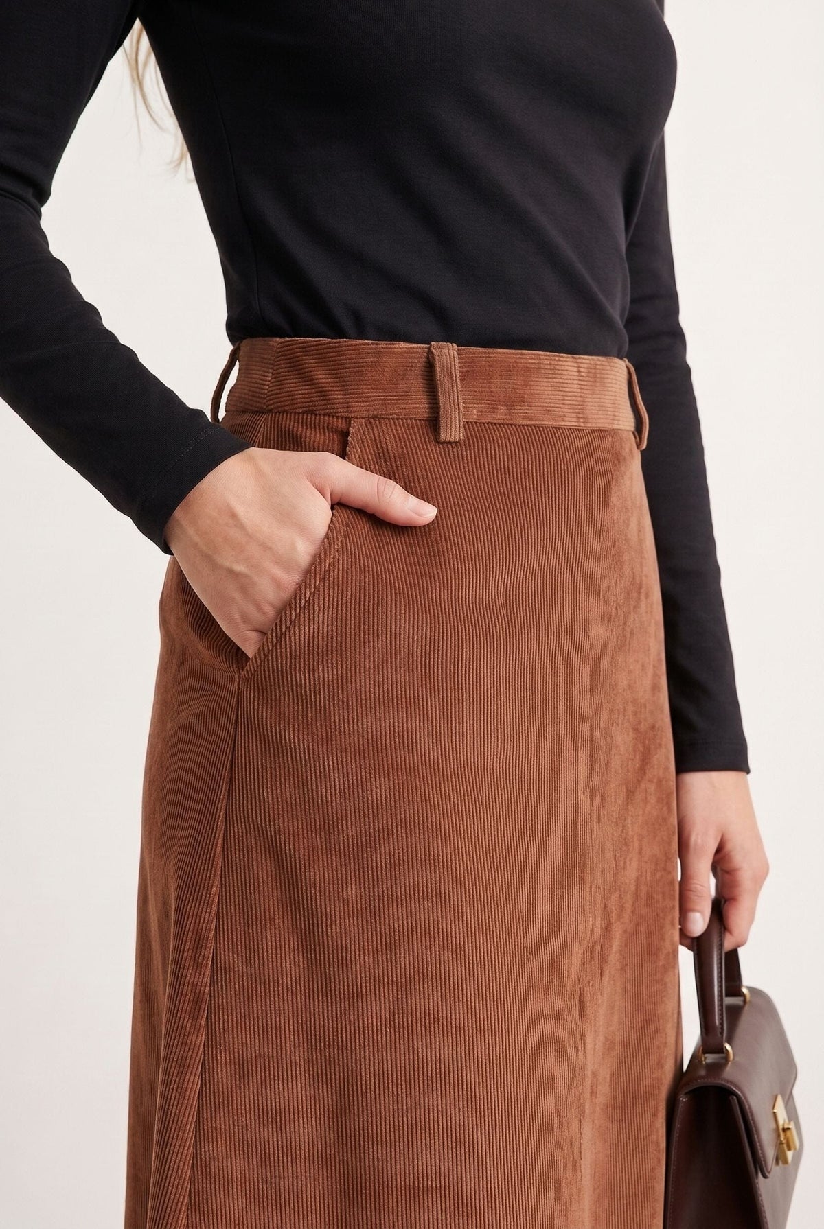 JUPE MIDI VELOURS - DURAN - CHOCOLAT JUPE SPORTWEAR NEW KOOKAI Mode Kookai
