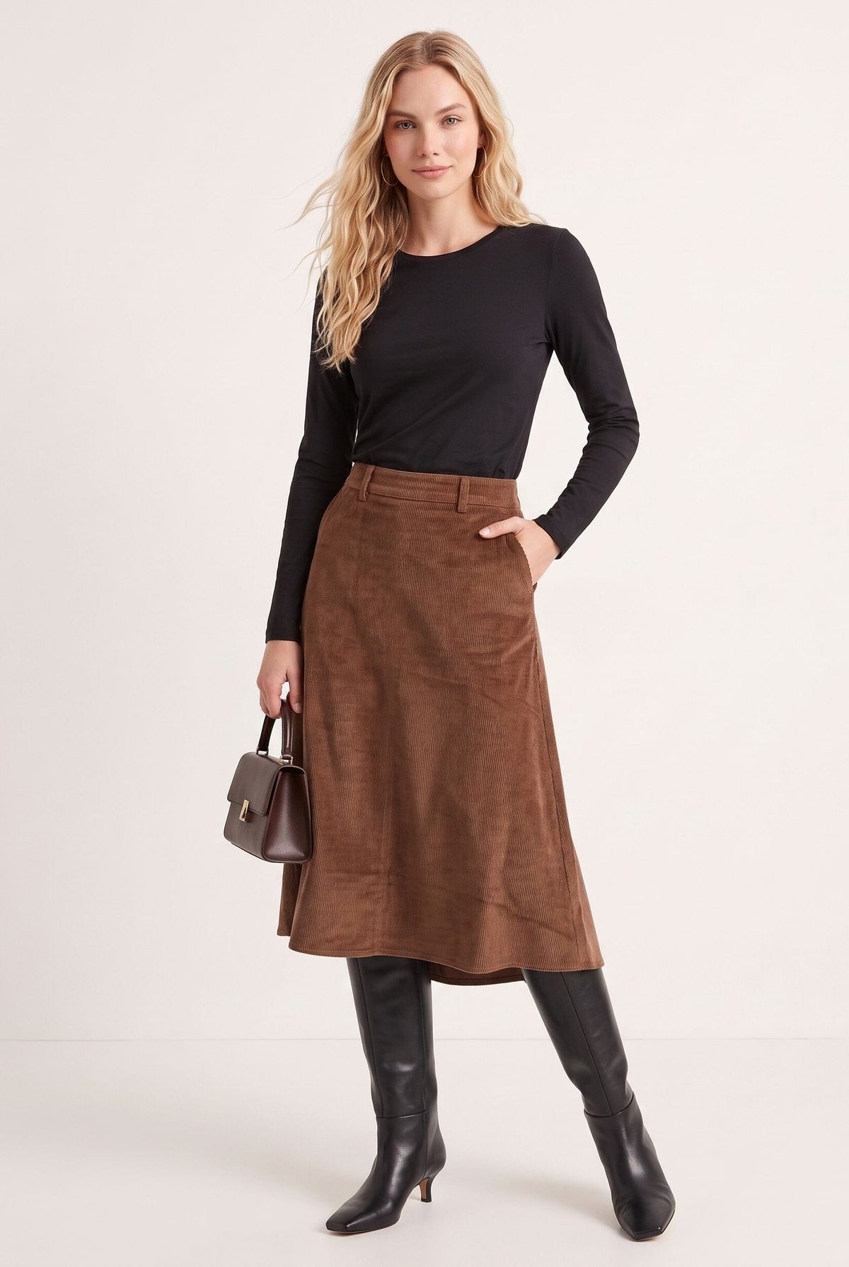 JUPE MIDI VELOURS - DURAN - CHOCOLAT JUPE SPORTWEAR NEW KOOKAI Mode Kookai