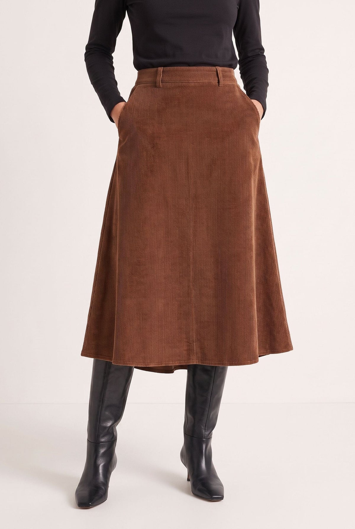 JUPE MIDI VELOURS - DURAN - CHOCOLAT JUPE SPORTWEAR NEW KOOKAI Mode Kookai