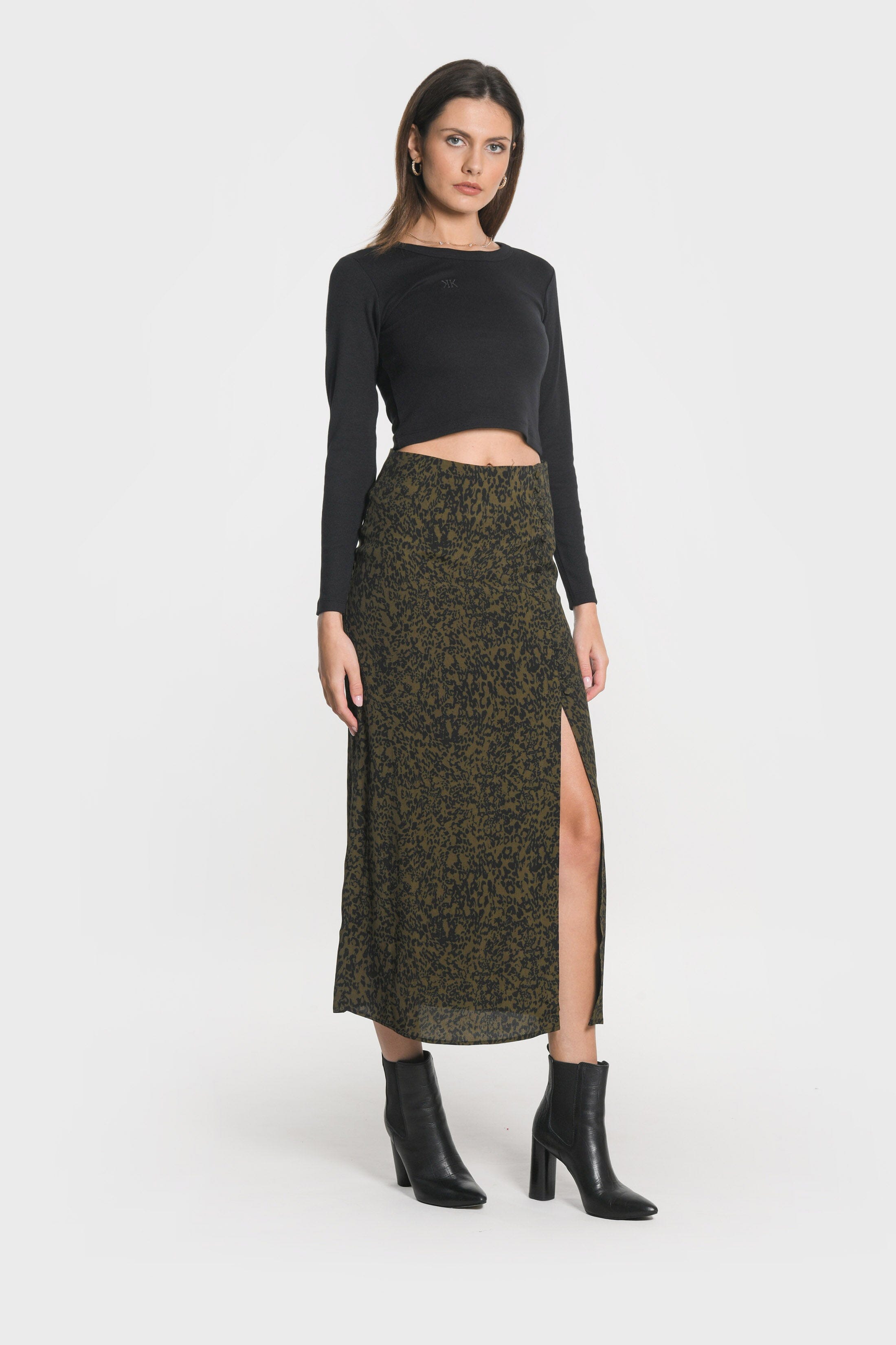 JUPE MIDI VITTORIA KAKI JUPE KOOKAI Mode Kookai