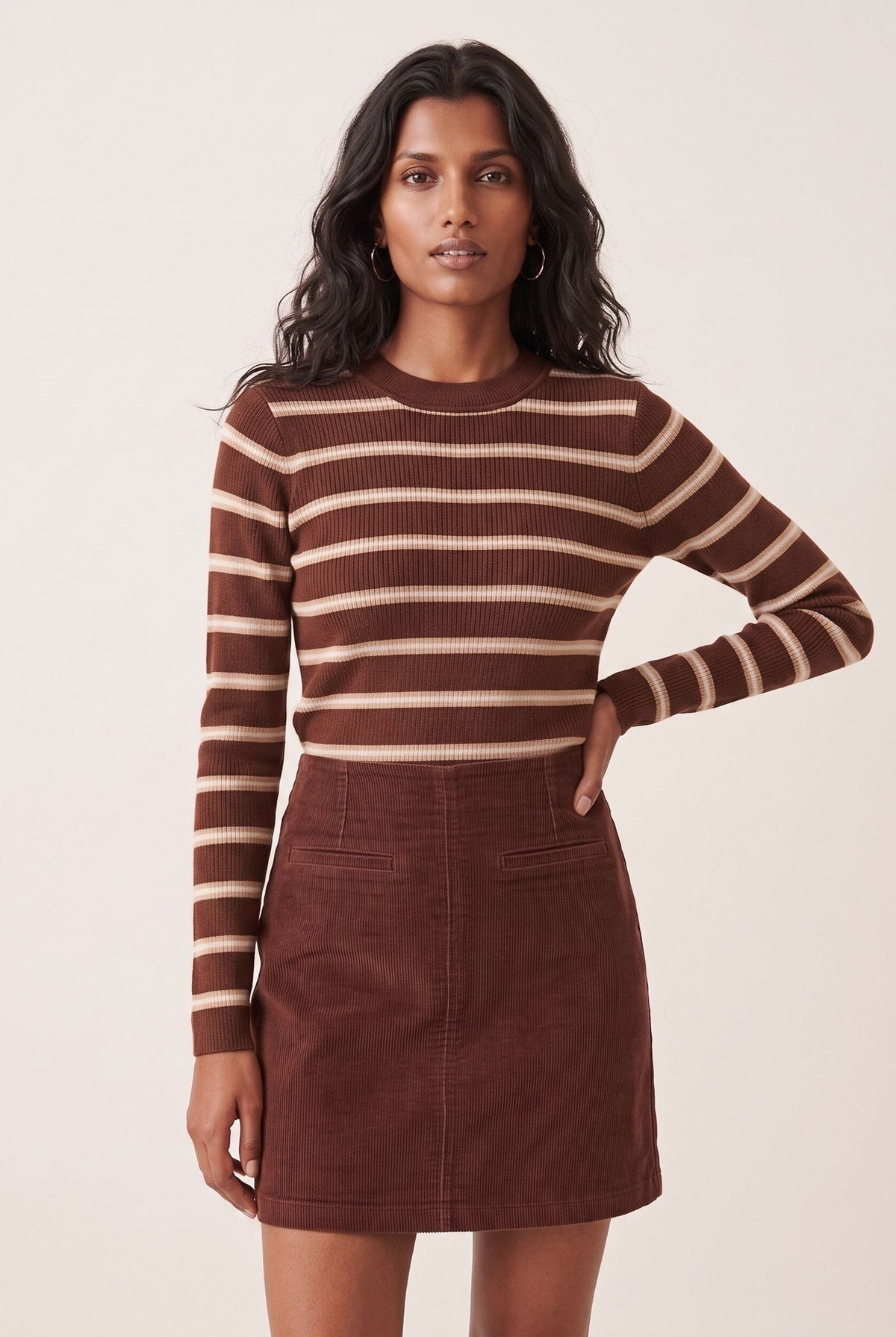 JUPE VELOURS - DORIA - CHOCOLAT JUPE SPORTWEAR NEW KOOKAI Mode Kookai