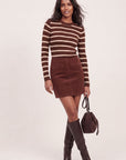 JUPE VELOURS - DORIA - CHOCOLAT JUPE SPORTWEAR NEW KOOKAI Mode Kookai