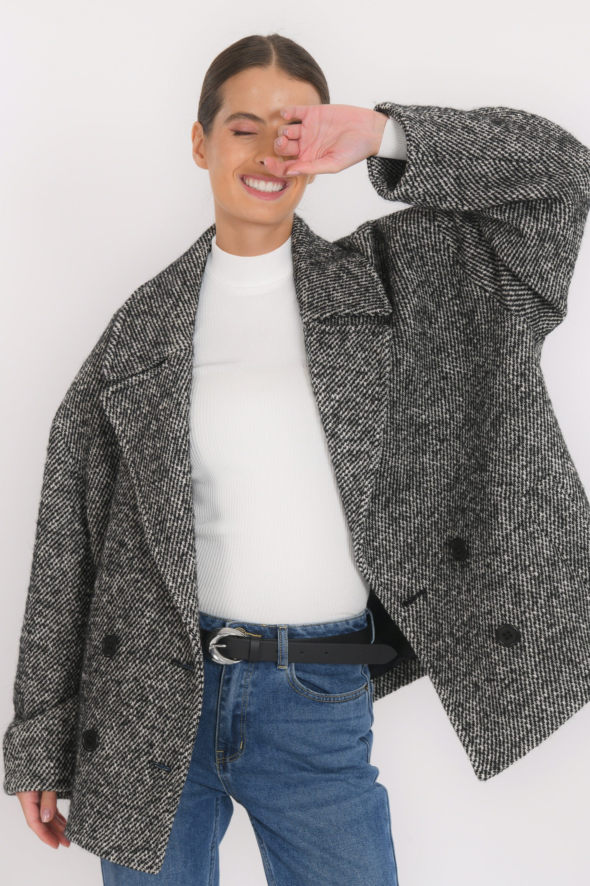 MANTEAU COURT - BAPTISTE - NOIR/BLANC MANTEAU NEW KOOKAI Mode Kookai