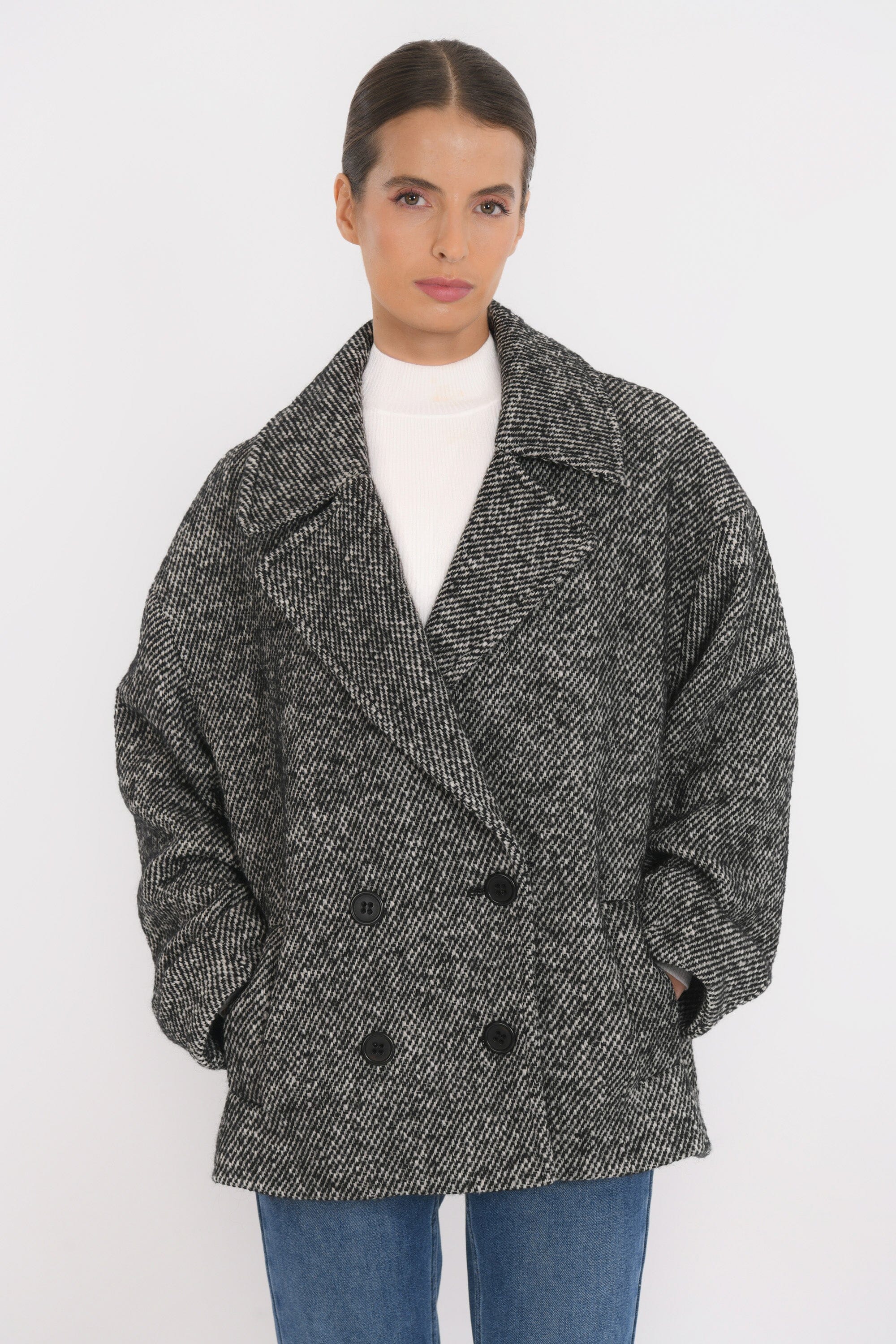 MANTEAU COURT - BAPTISTE - NOIR/BLANC MANTEAU NEW KOOKAI Mode Kookai