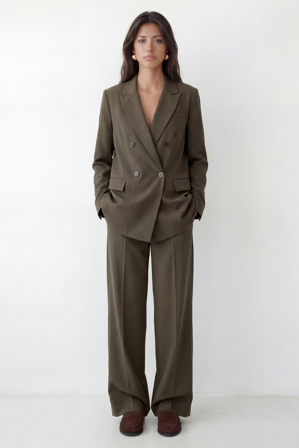 Pantalon Kaki Stradivarius Taille 38 Femme - Occasion Très Bon état - Style Toile