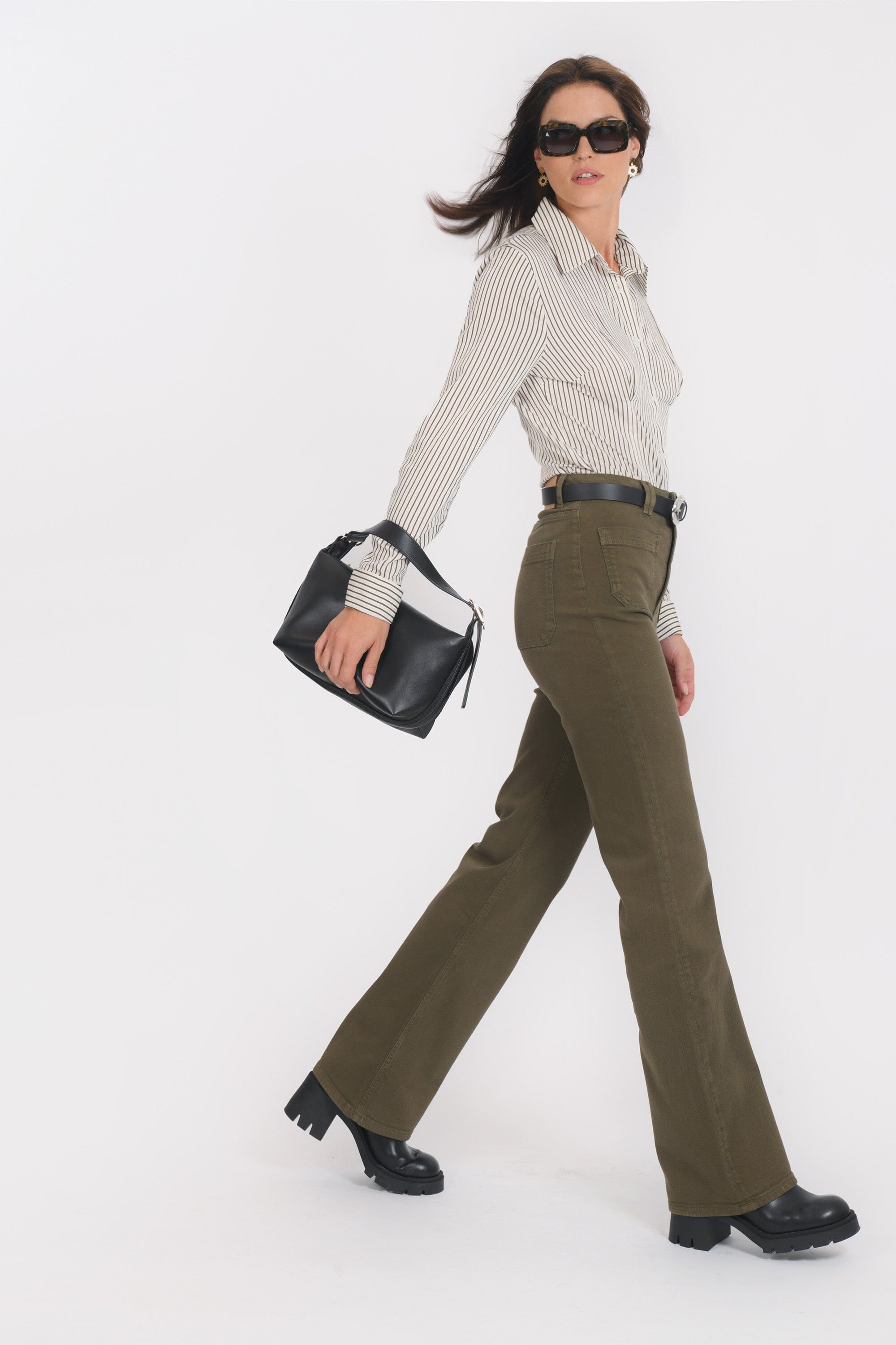 PANTALON FLARE - BARRY - KAKI PANTALON SPORTWEAR NEW KOOKAI Mode Kookai
