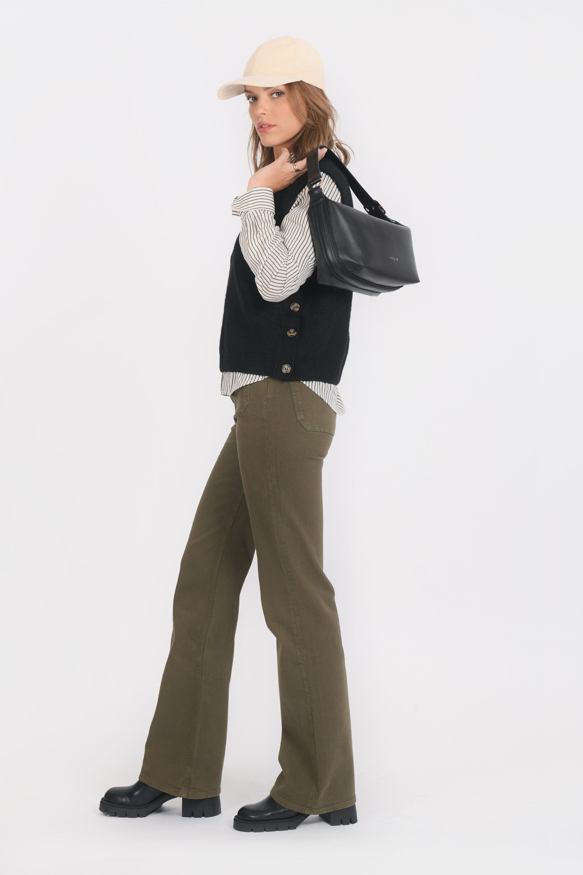 PANTALON FLARE - BARRY - KAKI PANTALON SPORTWEAR NEW KOOKAI Mode Kookai