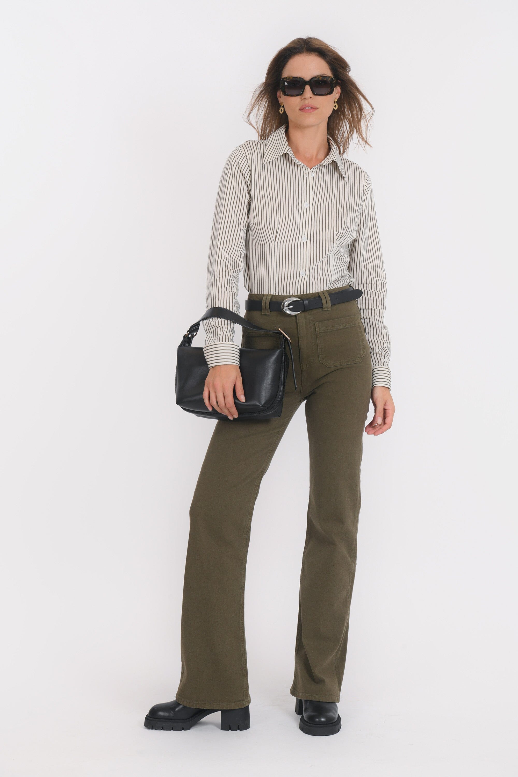 PANTALON FLARE - BARRY - KAKI PANTALON SPORTWEAR NEW KOOKAI Mode Kookai