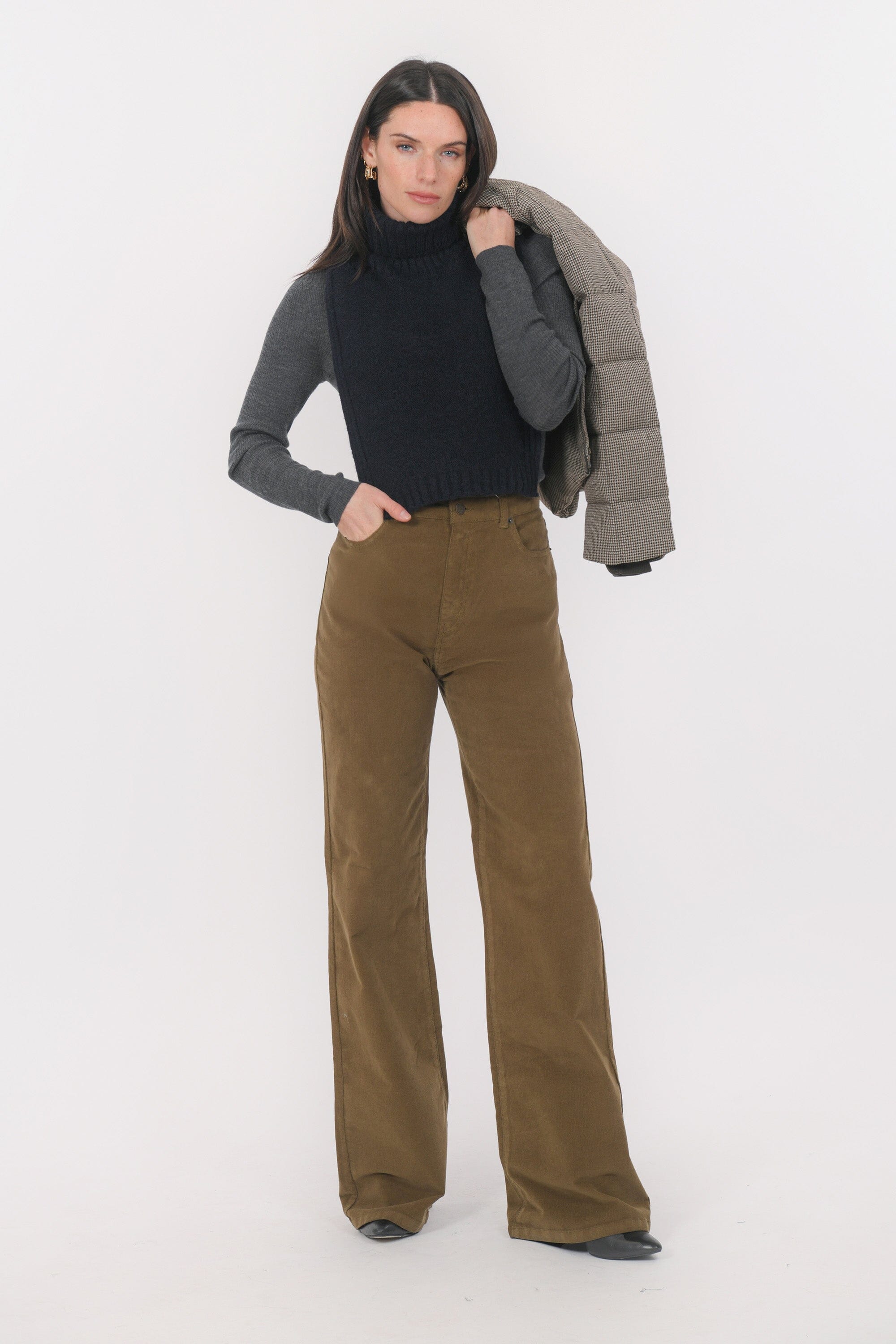 PANTALON FLARE - BRICE - OLIVE PANTALON SPORTWEAR NEW KOOKAI Mode Kookai