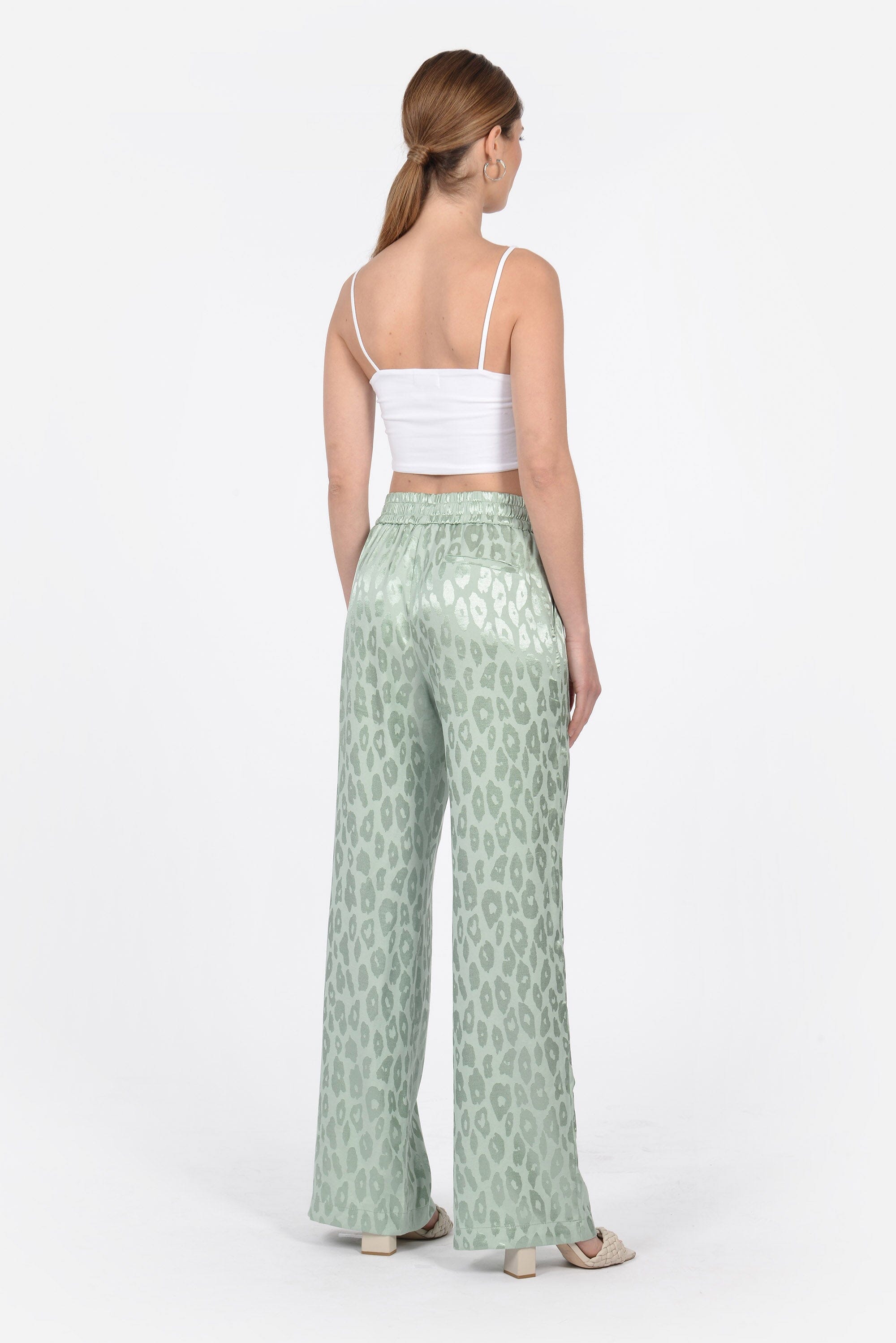 PANTALON JACQUARD SATIN WISSEM CELADON PANTALON KOOKAI Mode Kookai