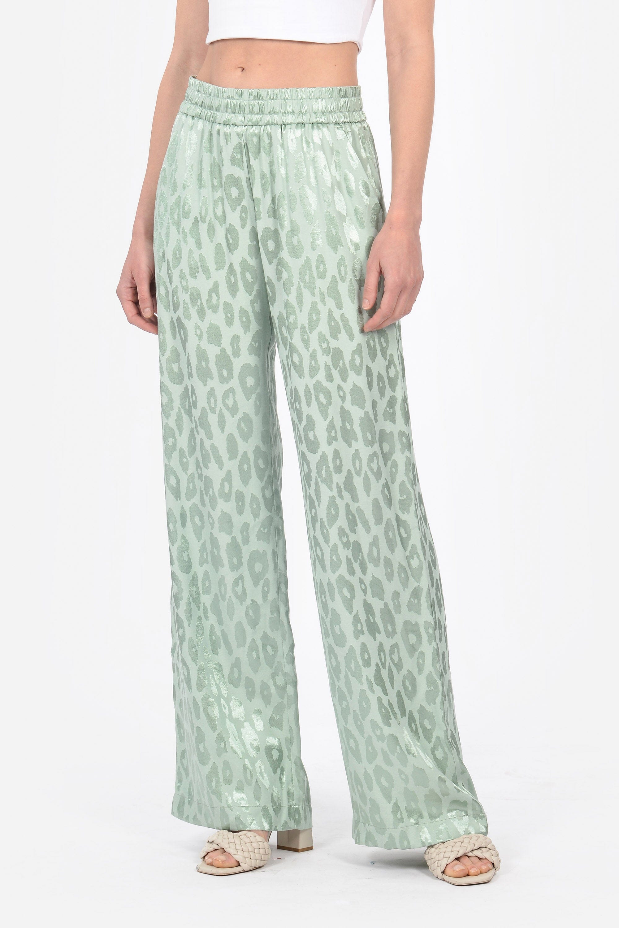 PANTALON JACQUARD SATIN WISSEM CELADON PANTALON KOOKAI Mode Kookai
