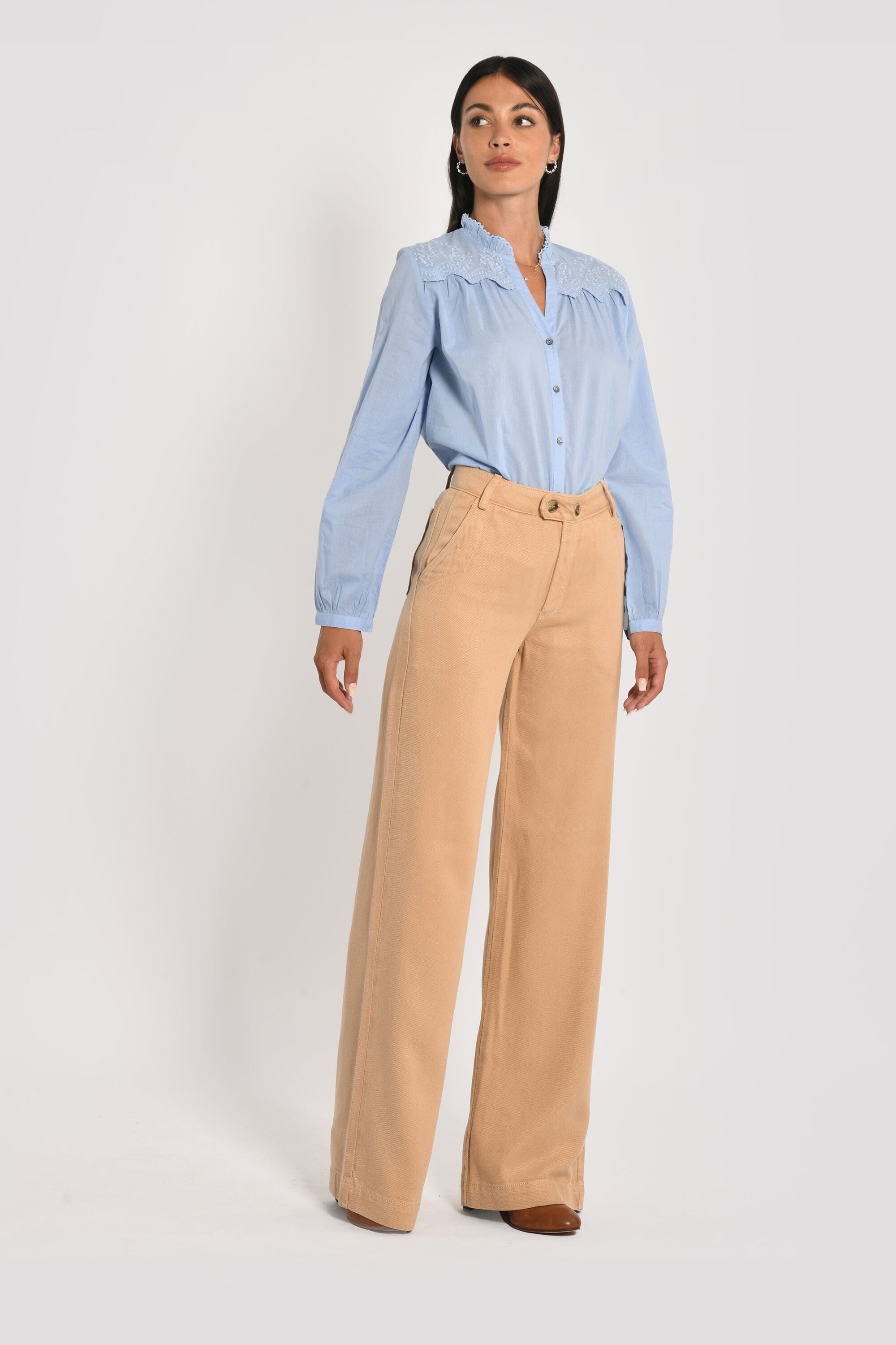 PANTALON LARGE TENCEL SUN BEIGE PANTALON SPORTWEAR NEW KOOKAI Mode Kookai