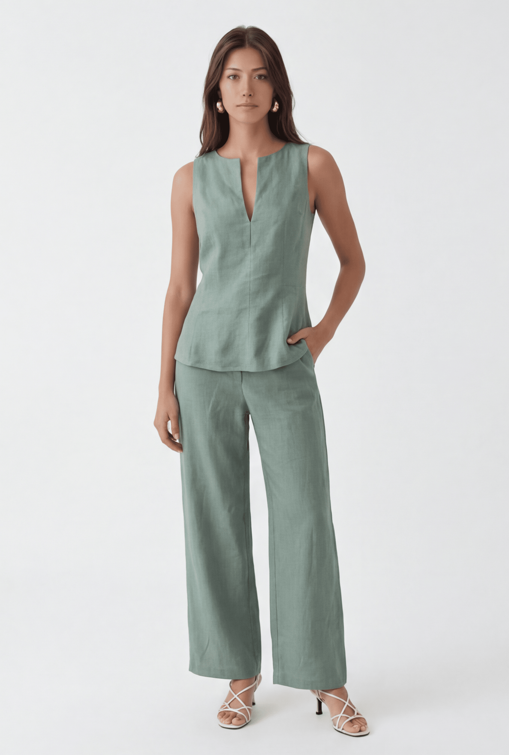PANTALON LIN - CHELSEA - SAUGE PANTALON NEW KOOKAI Mode Kookai