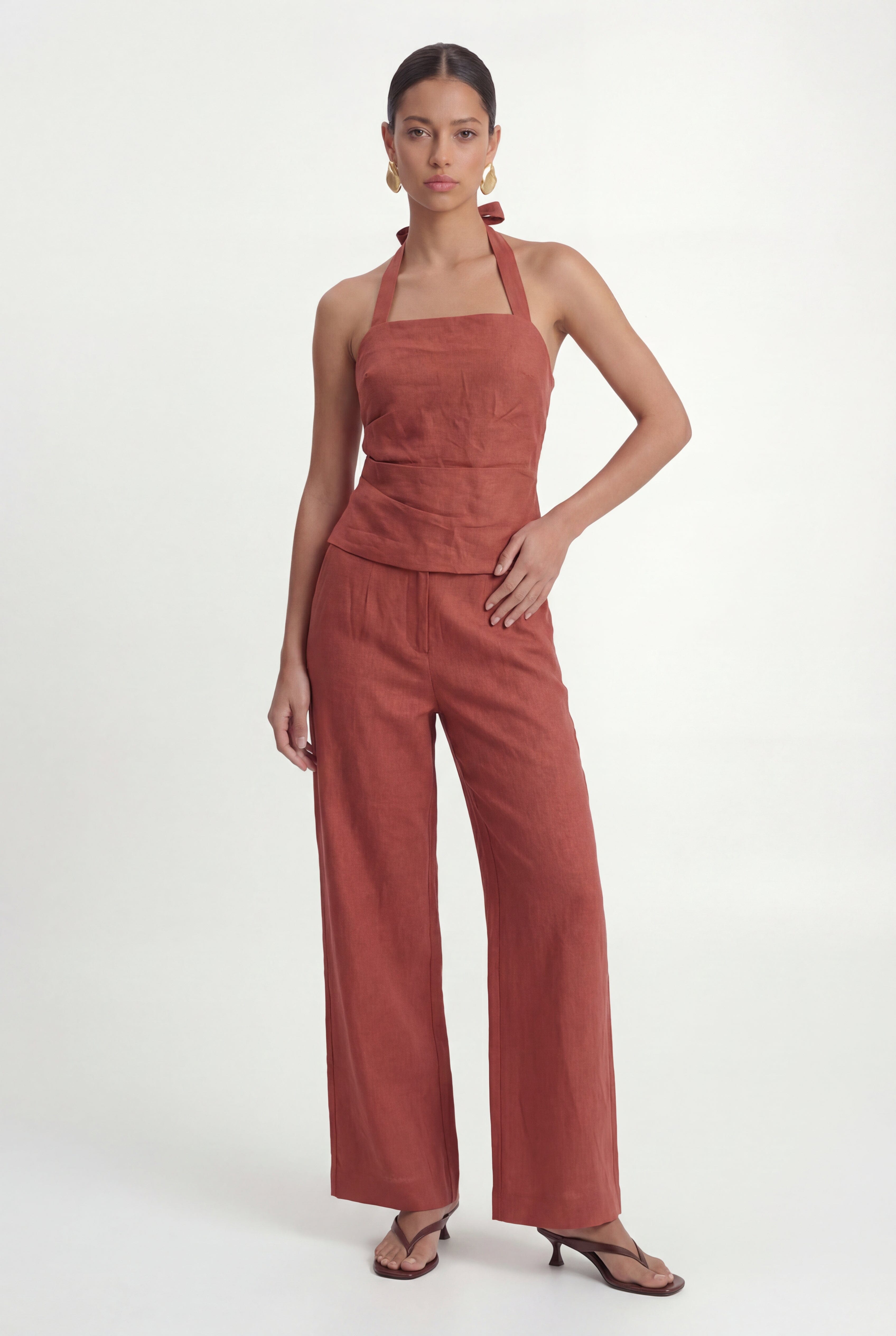 PANTALON LIN - CHELSEA - TERRACOTTA PANTALON NEW KOOKAI Mode Kookai