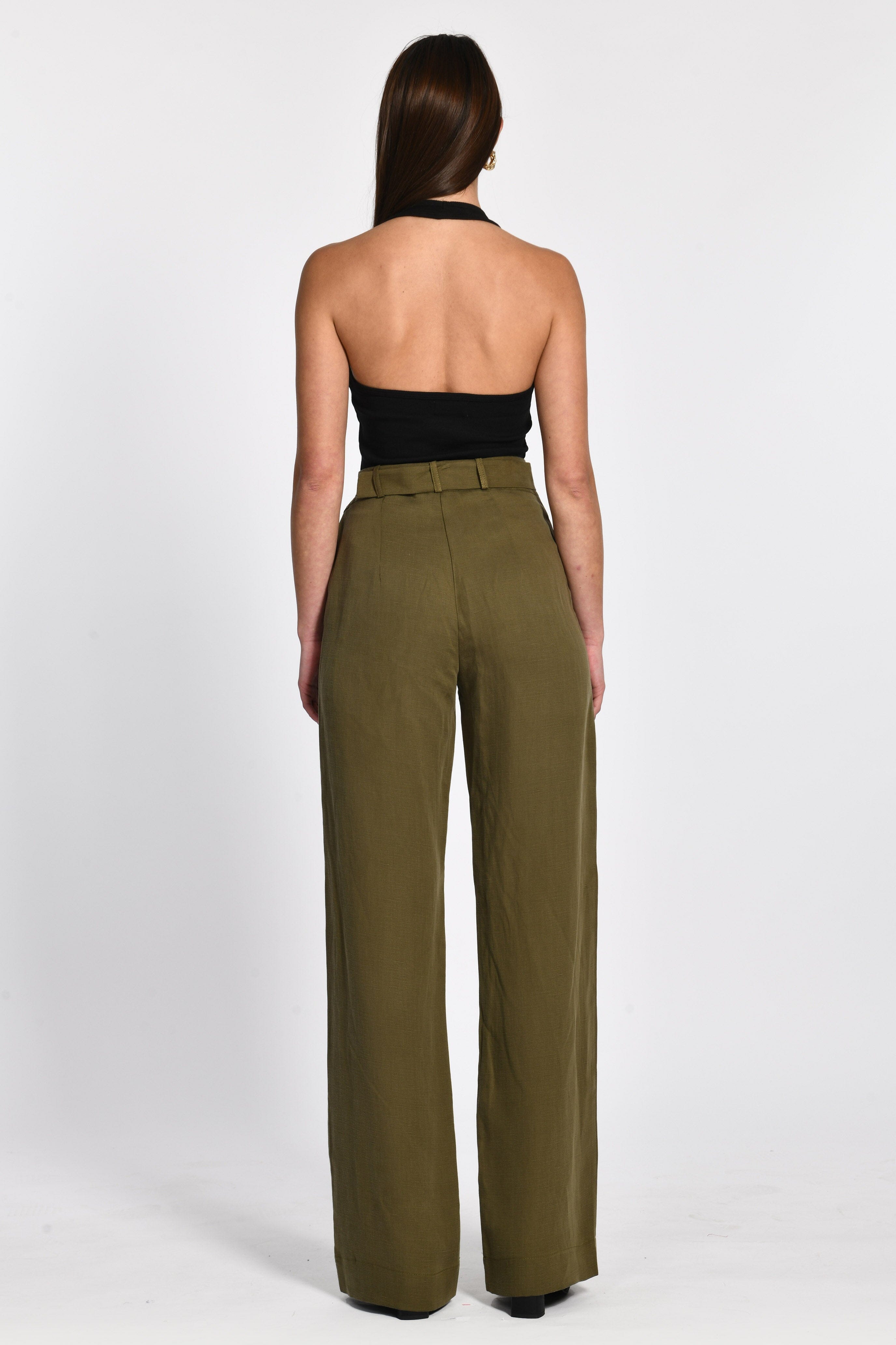 PANTALON LIN TENCEL NAOMI KHAKI PANTALON KOOKAI Mode Kookai