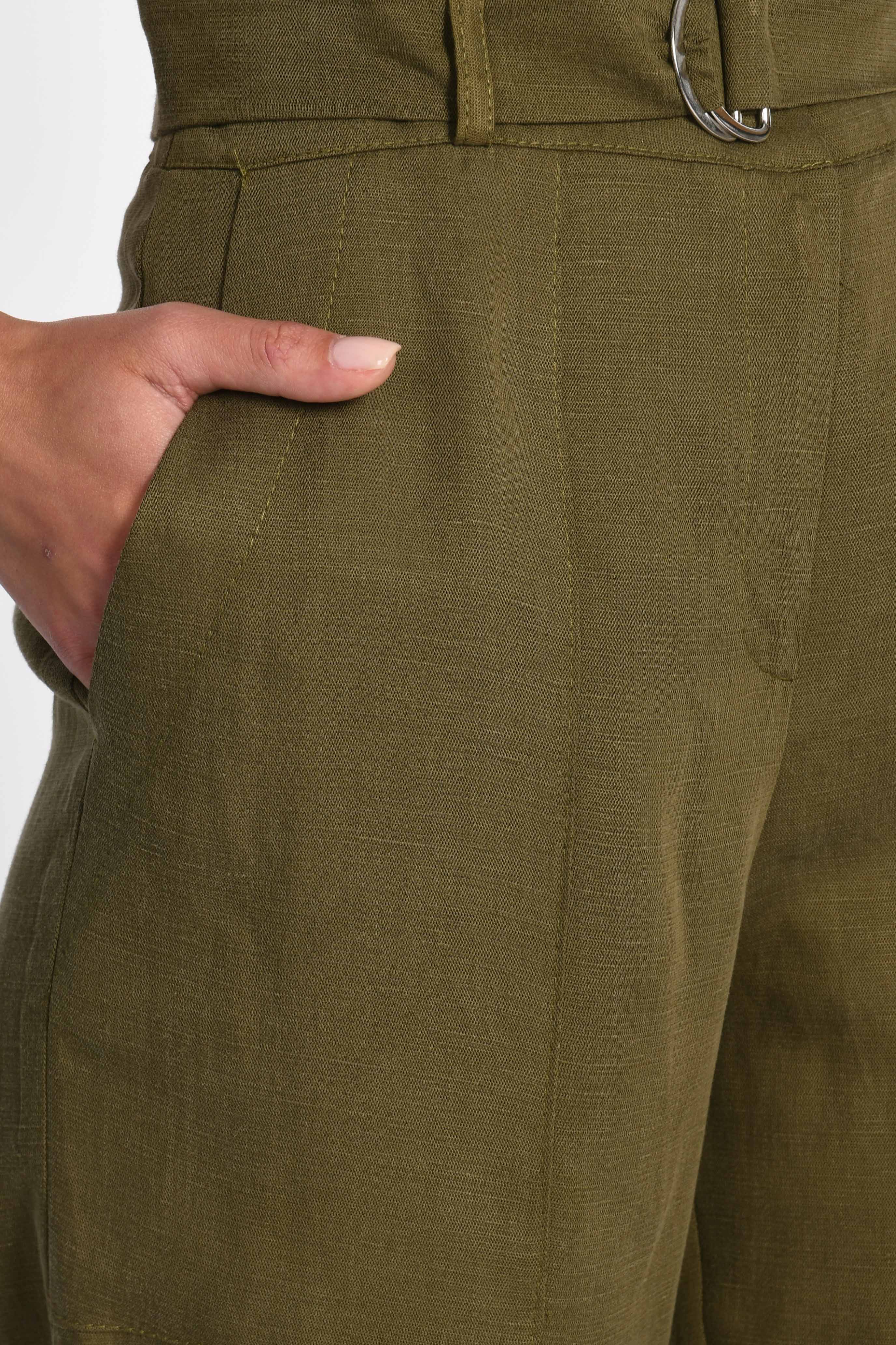 PANTALON LIN TENCEL NAOMI KHAKI PANTALON KOOKAI Mode Kookai