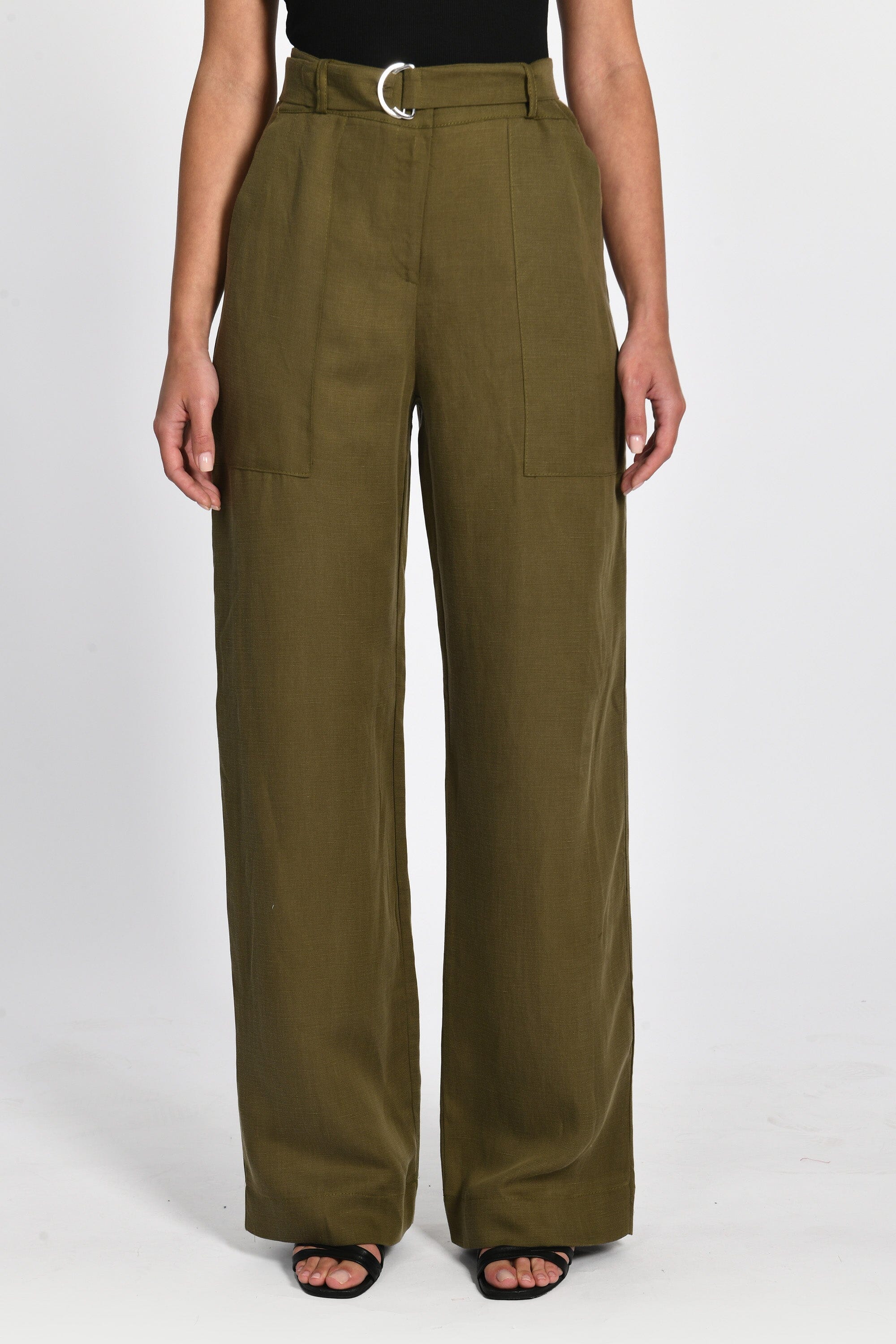 PANTALON LIN TENCEL NAOMI KHAKI PANTALON KOOKAI Mode Kookai