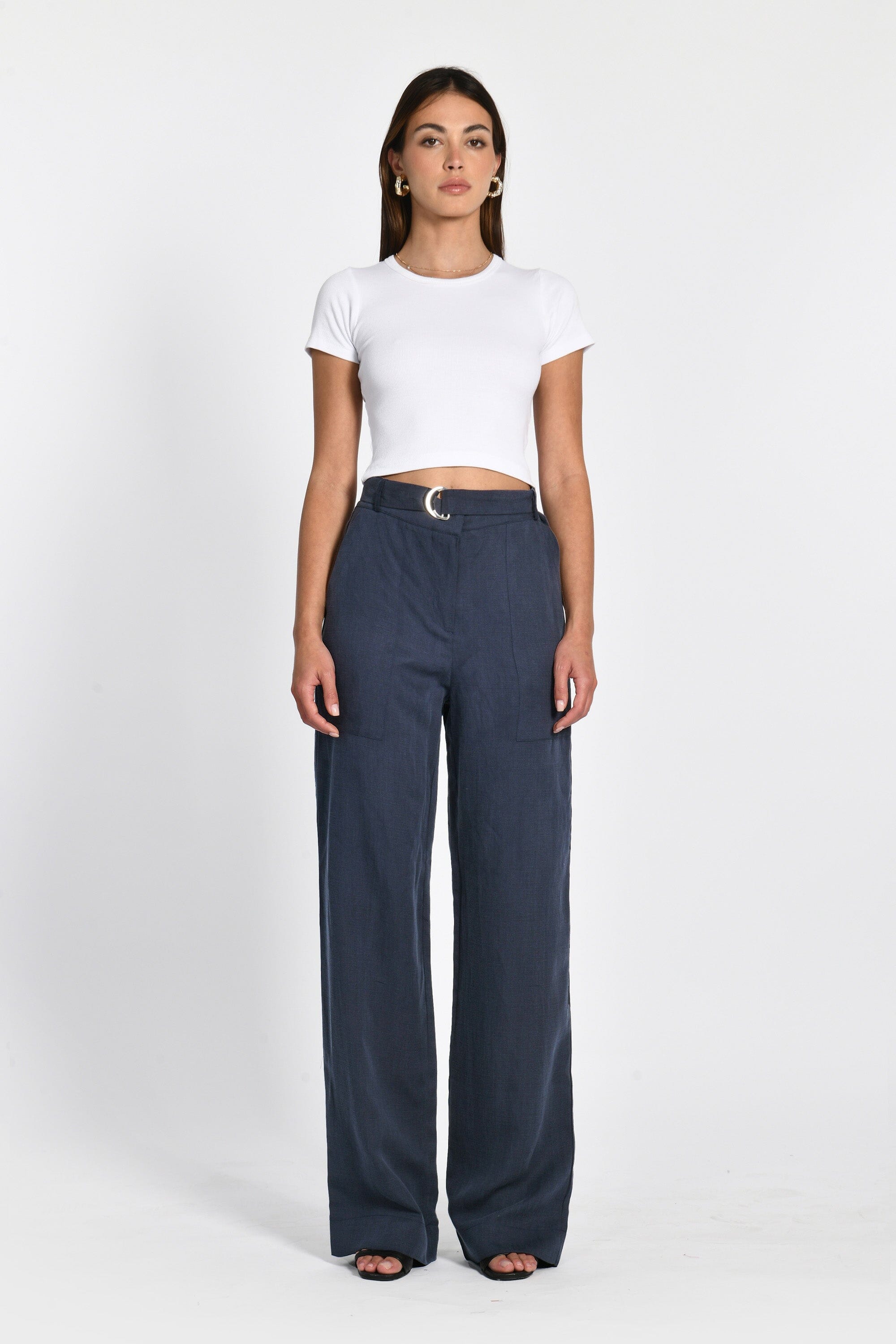 PANTALON LIN TENCEL NAOMI NAVY PANTALON KOOKAI Mode Kookai