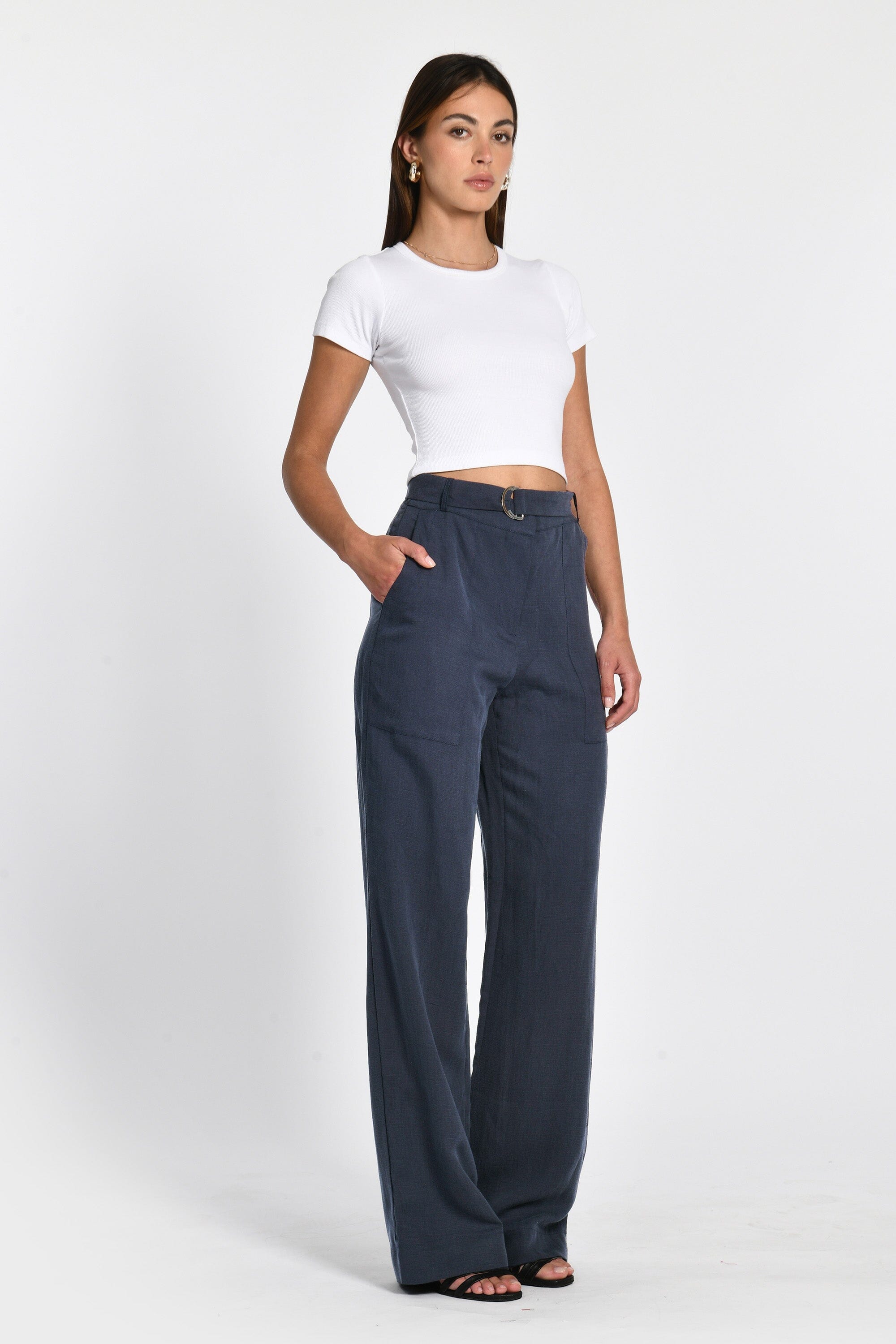 PANTALON LIN TENCEL NAOMI NAVY PANTALON KOOKAI Mode Kookai