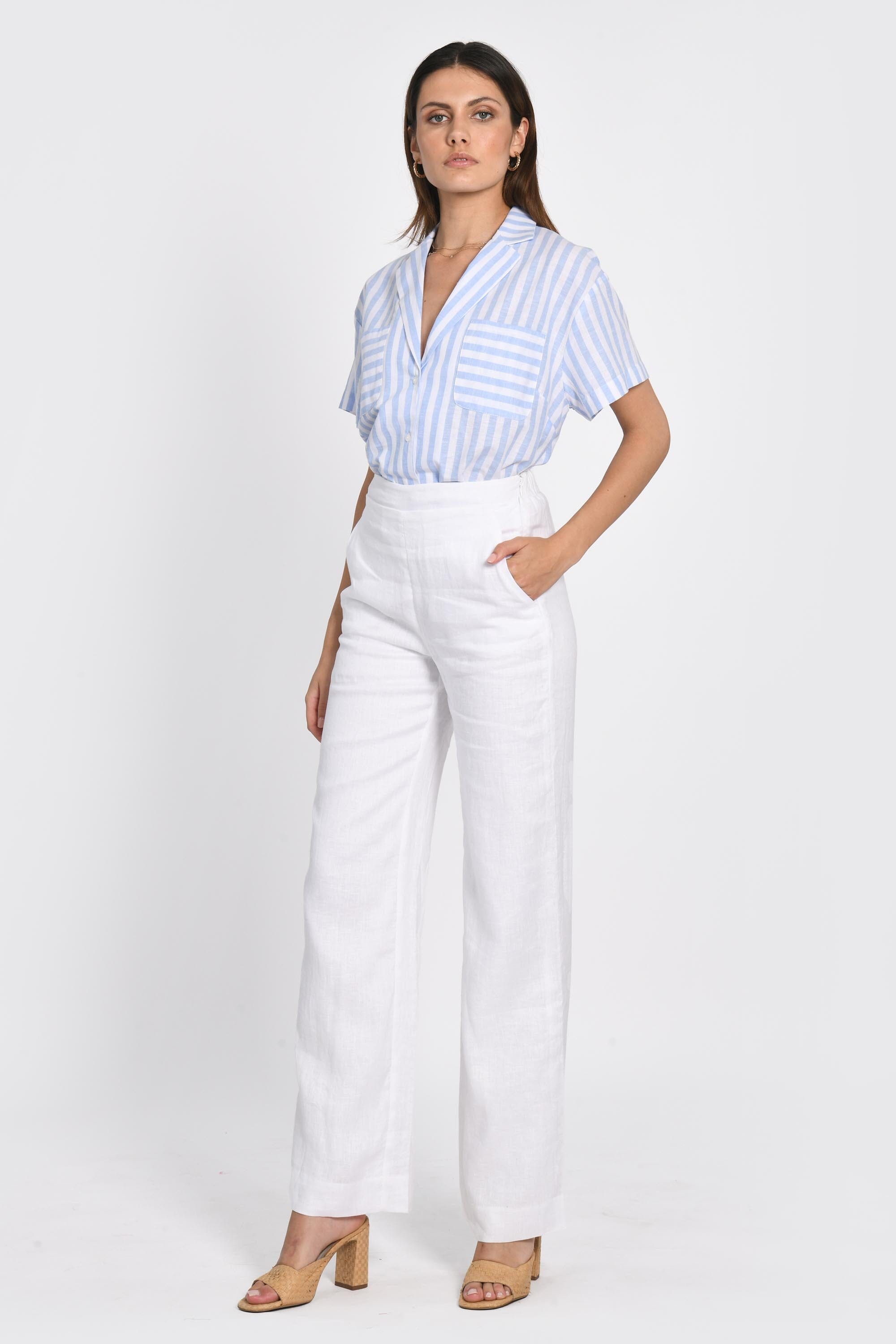 PANTALON LIN WASHED TAHIA BLANC PANTALON KOOKAI Mode Kookai