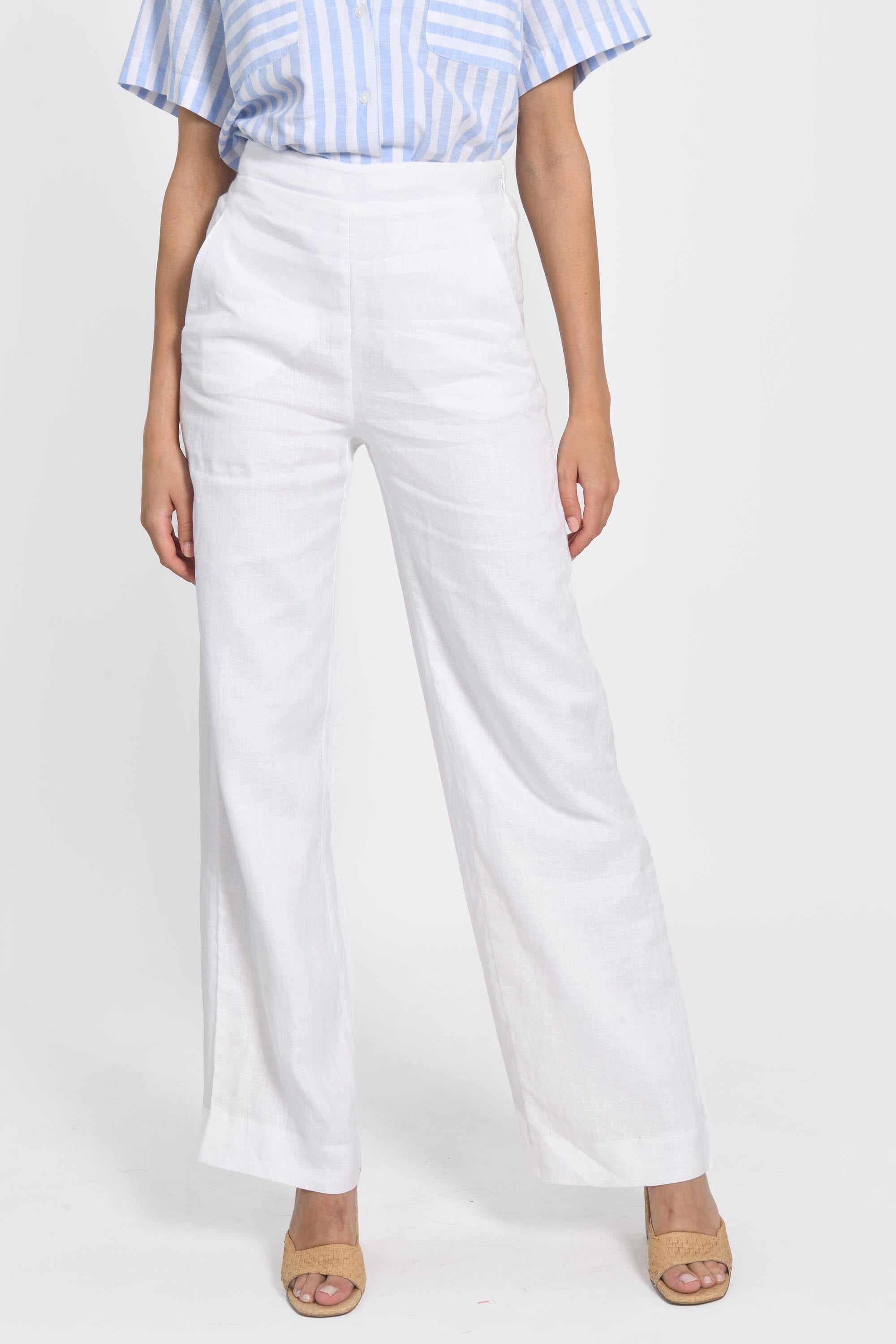 PANTALON LIN WASHED TAHIA BLANC PANTALON KOOKAI Mode Kookai
