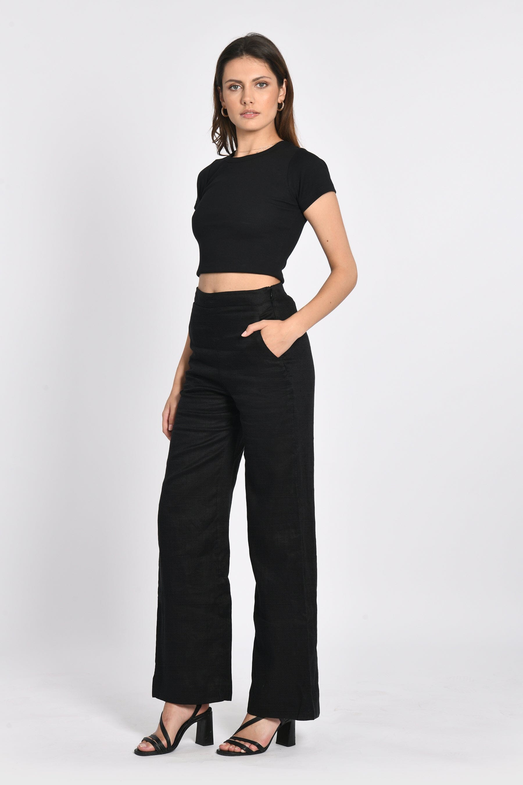 PANTALON LIN WASHED TAHIA NOIR PANTALON KOOKAI Mode Kookai