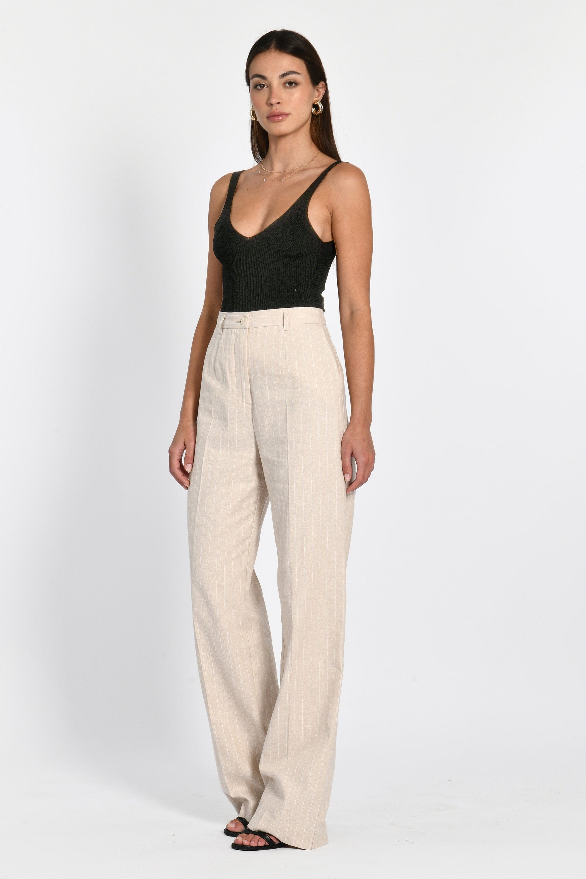 PANTALON RAYURE TENNIS LARRY BEIGE/BLANC PANTALON KOOKAI Mode Kookai