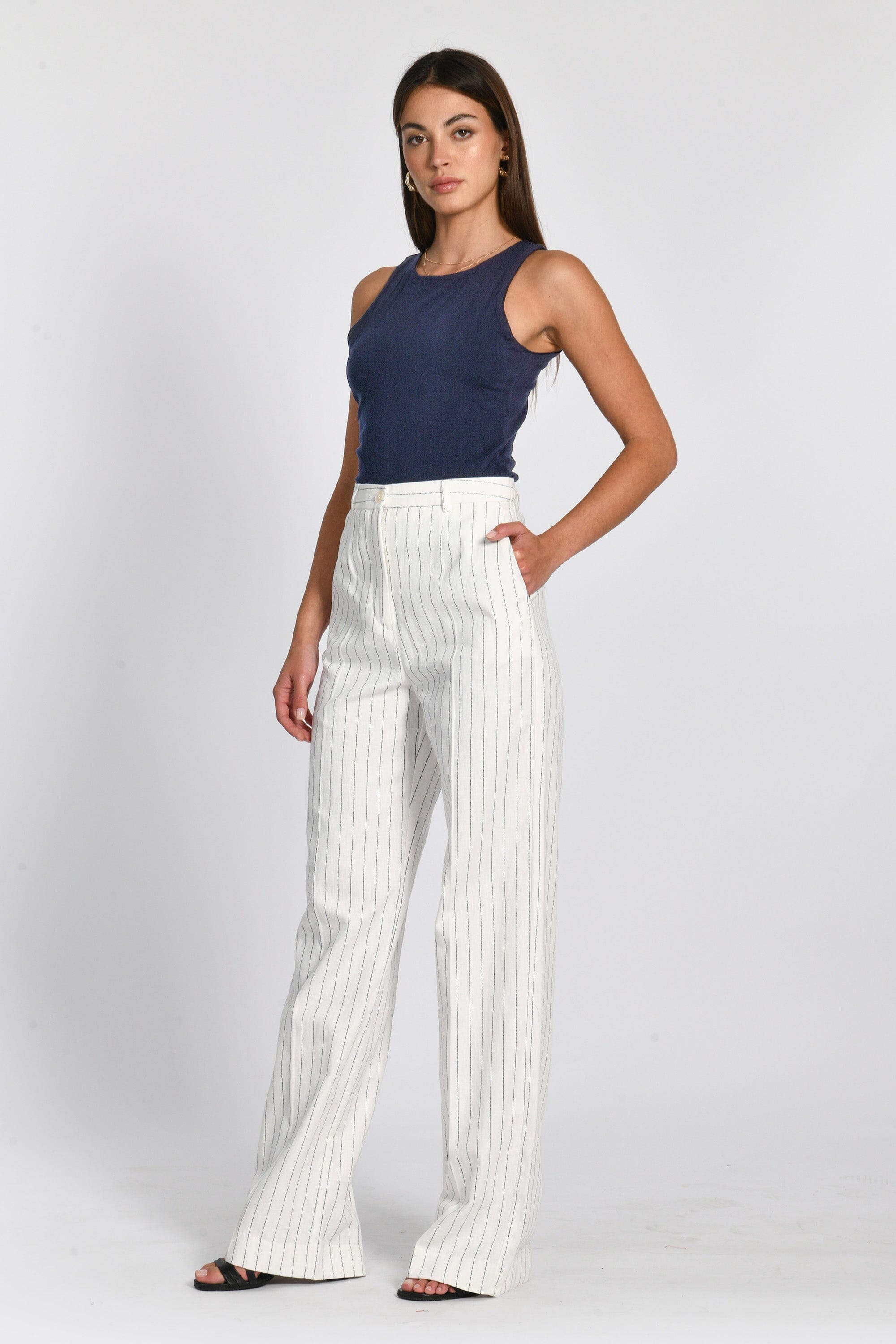 PANTALON RAYURE TENNIS LARRY BLANC/MARINE PANTALON KOOKAI Mode Kookai