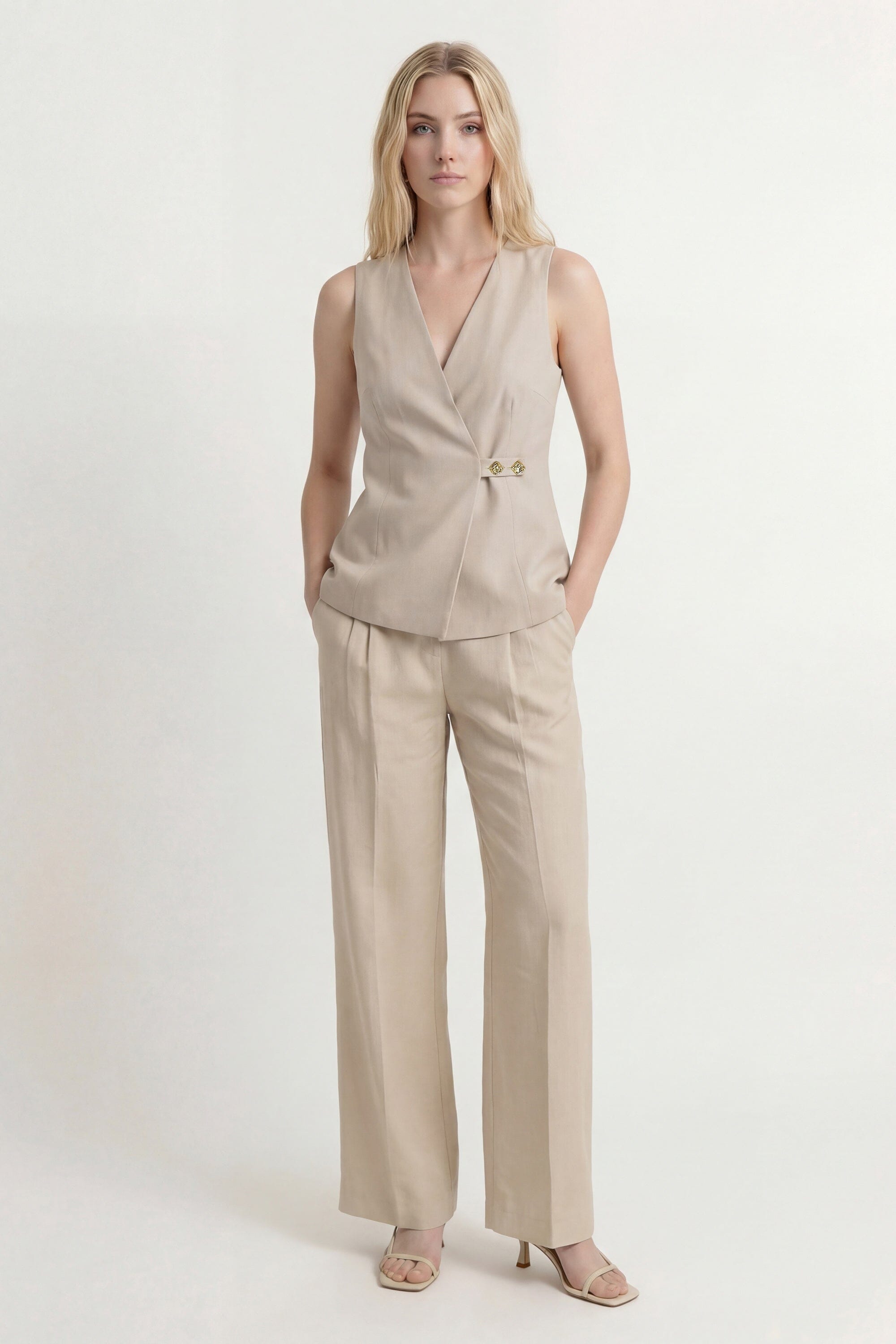 PANTALON TAILLE BASSE - CLEO - SABLE PANTALON NEW KOOKAI Mode Kookai