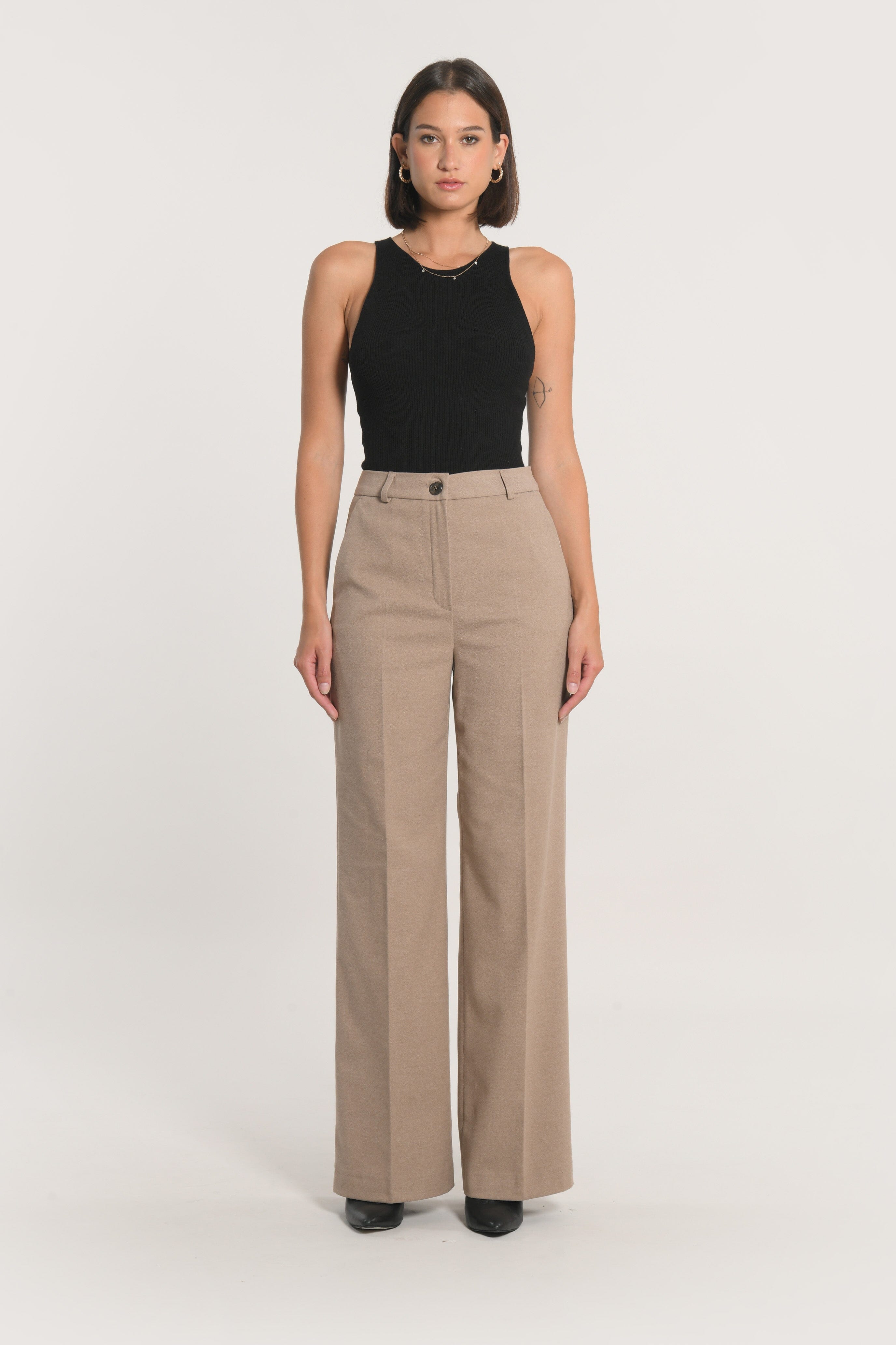 PANTALON TAILLEUR LARGE MACHA BEIGE PANTALON KOOKAI Mode Kookai