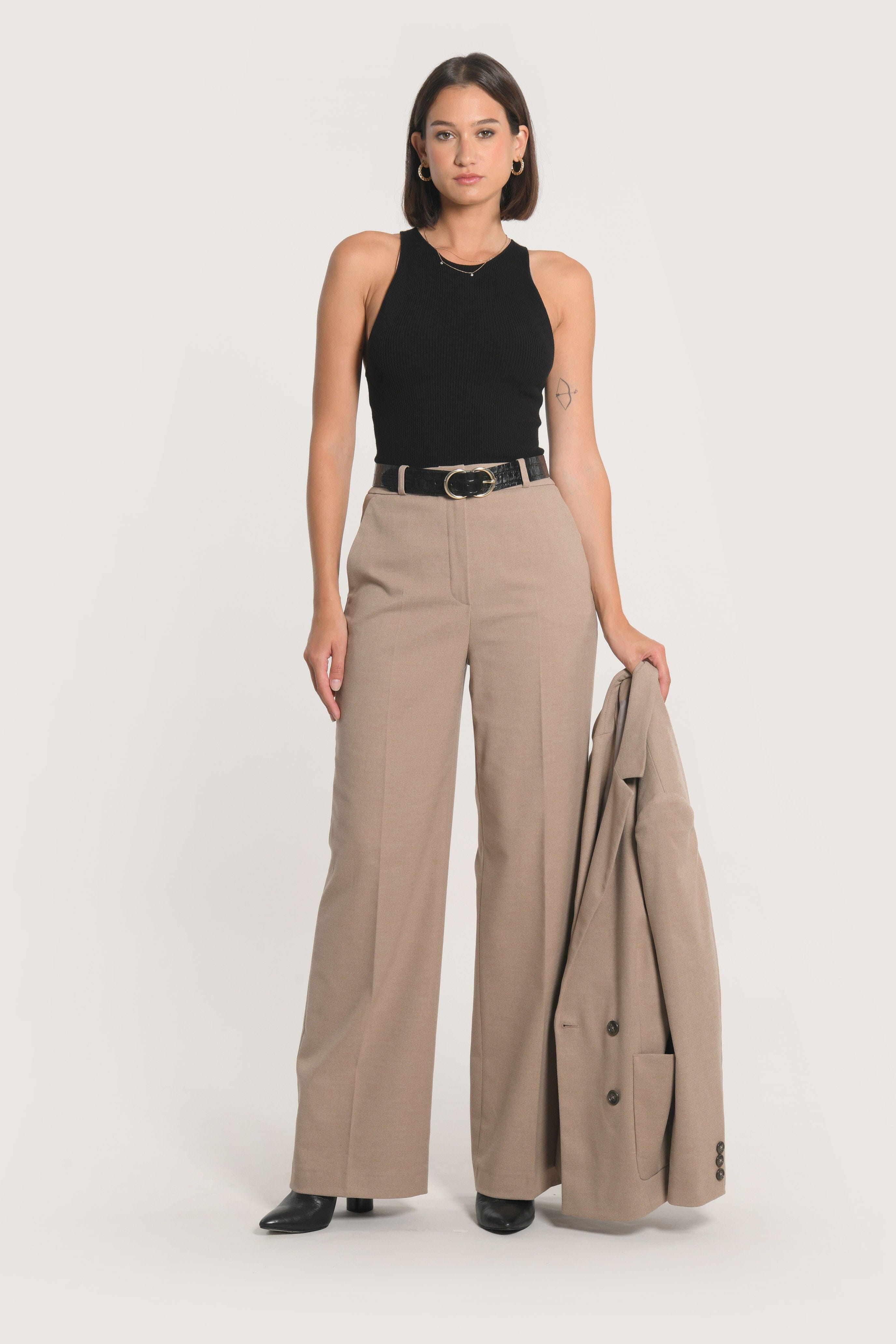 PANTALON TAILLEUR LARGE MACHA BEIGE PANTALON KOOKAI Mode Kookai