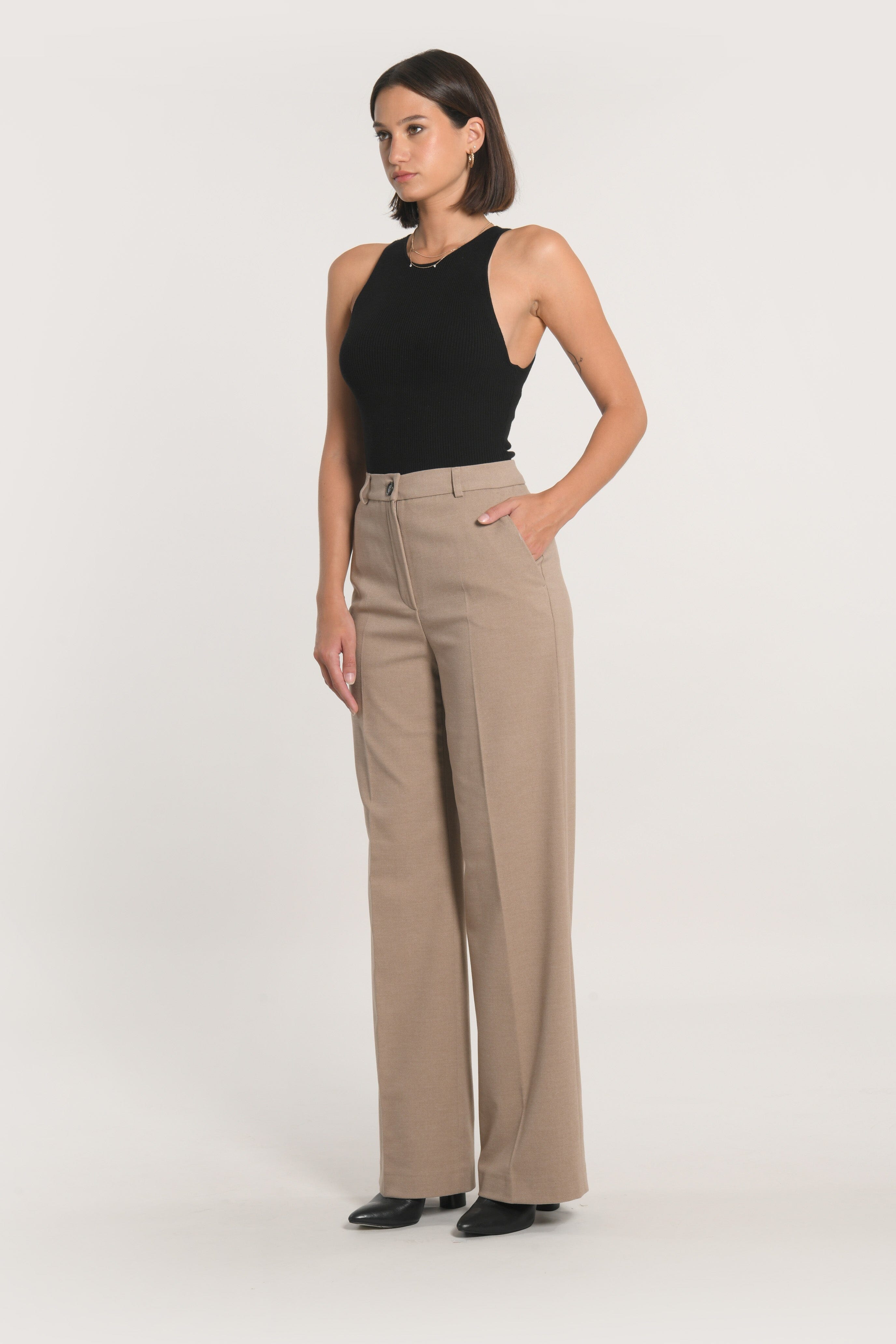 PANTALON TAILLEUR LARGE MACHA BEIGE PANTALON KOOKAI Mode Kookai
