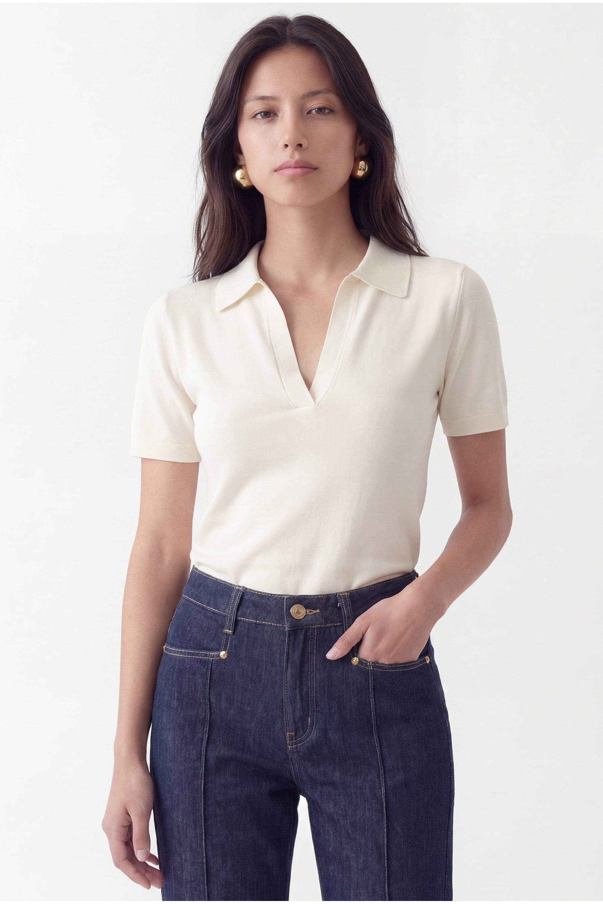 POLO MAILLE - CRISTINA - ECRU PULL NEW KOOKAI Mode Kookai