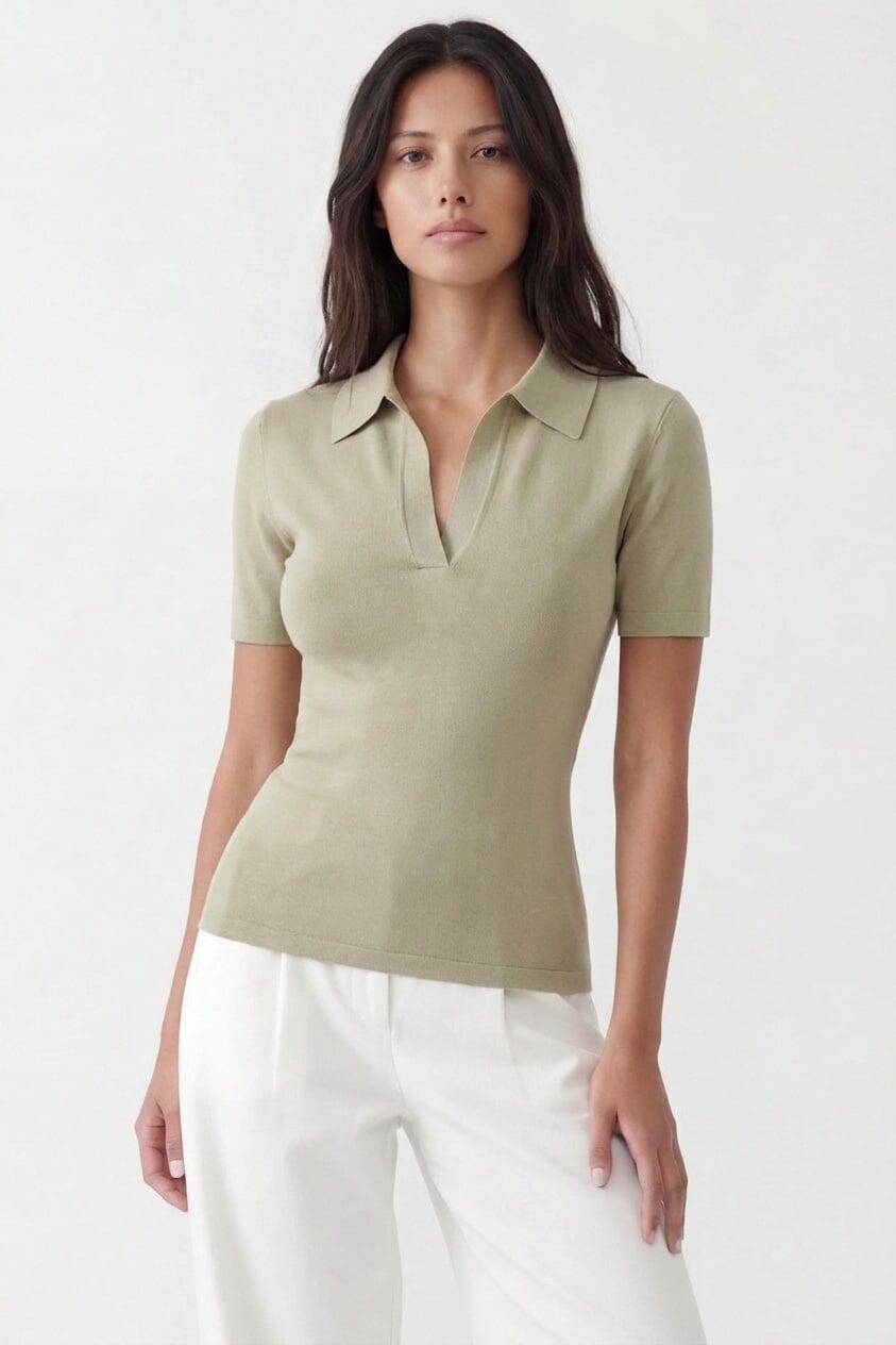 POLO MAILLE - CRISTINA - VERT PALE PULL NEW KOOKAI Mode Kookai