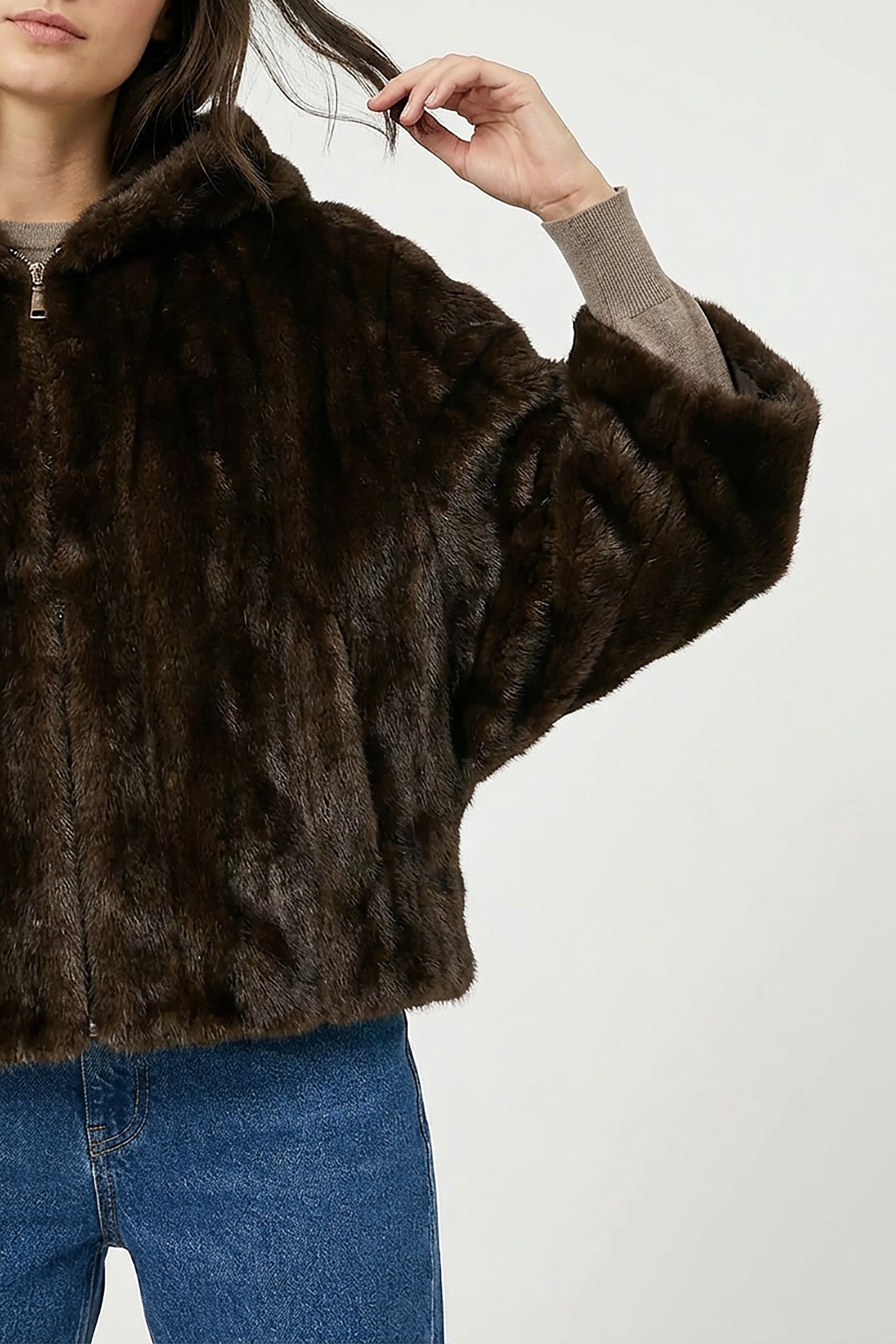 PONCHO FAUX FUR - MARINA - CHOCO MANTEAU KOOKAÏ Mode Kookai