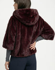 PONCHO FAUX FUR - MARINA - LIE DE VIN MANTEAU KOOKAÏ Mode Kookai